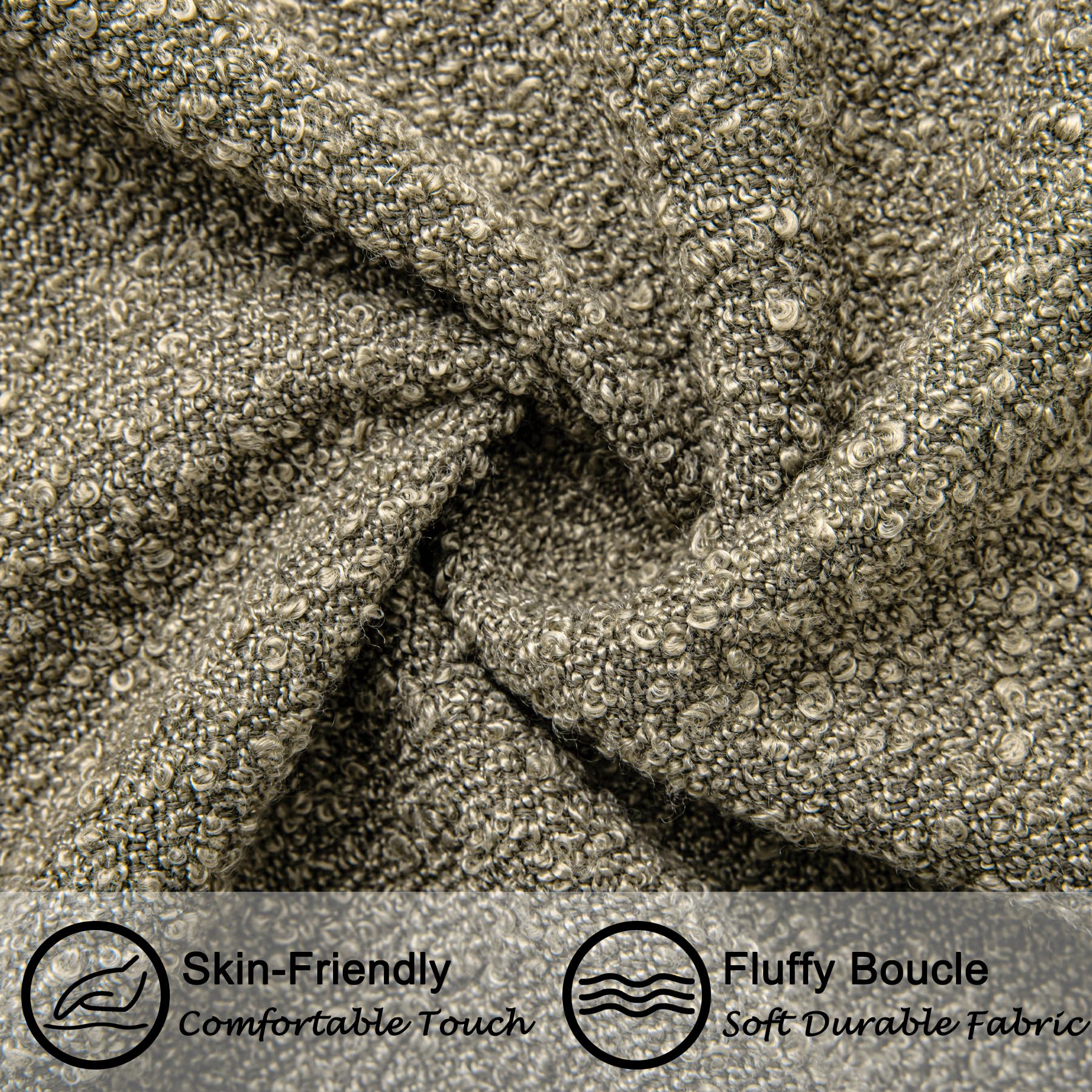 18"x18" Charcoal Black Boucle Throw Pillow Covers with Faux Leather Accents Set of 2 Fluffy Textured Decorative Pillow Cases for Couch Bed Boho Farmhouse Square Cushion Covers for Nordic Home
