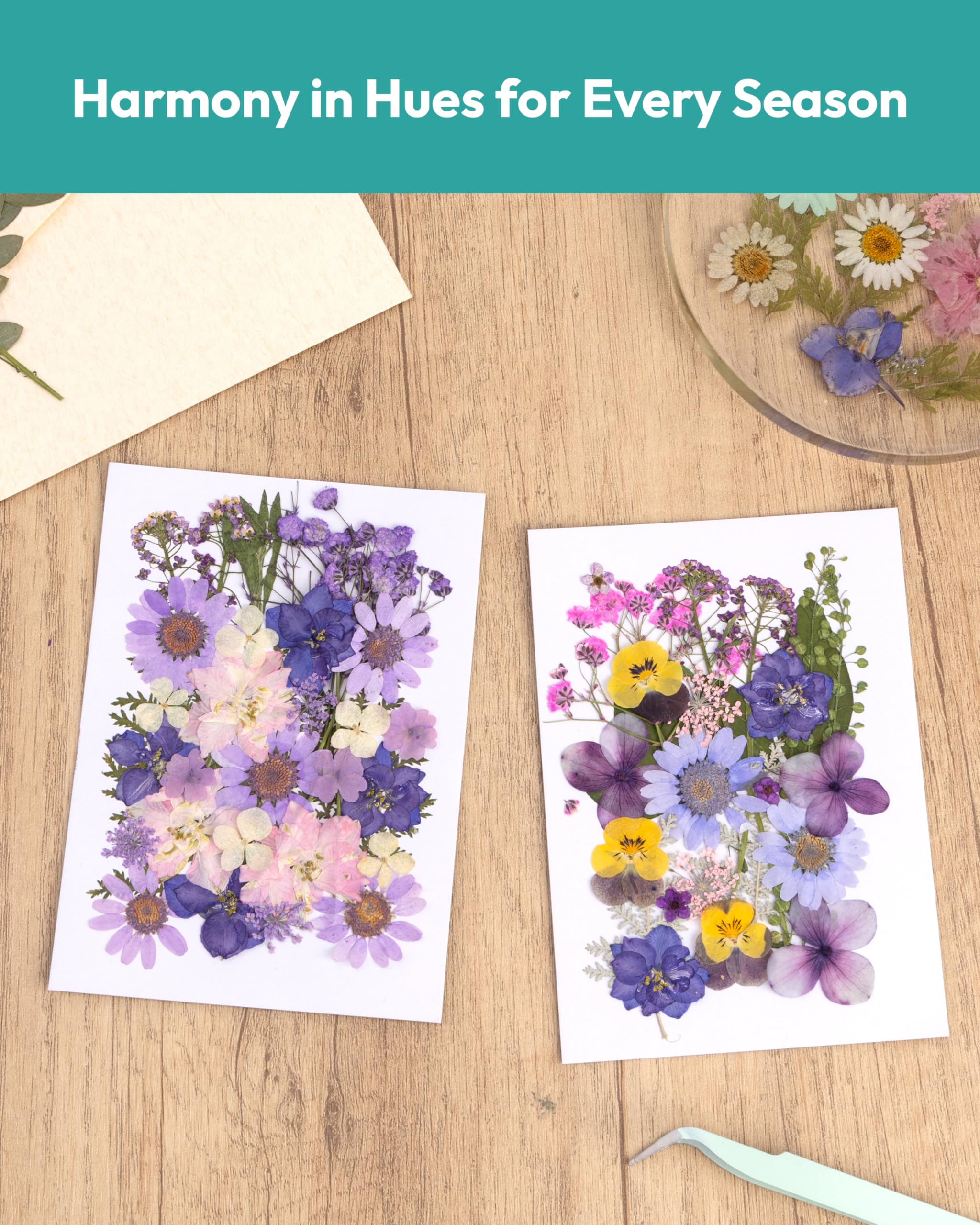 Dried Flowers, Resiners 58Pcs Pressed Flowers for Craft Pink Real Natural Dried Flowers Dry Leaves Kit for DIY Making Crafts Resin Soap Candle Scrapbook Supplies Card Making Jewelry
