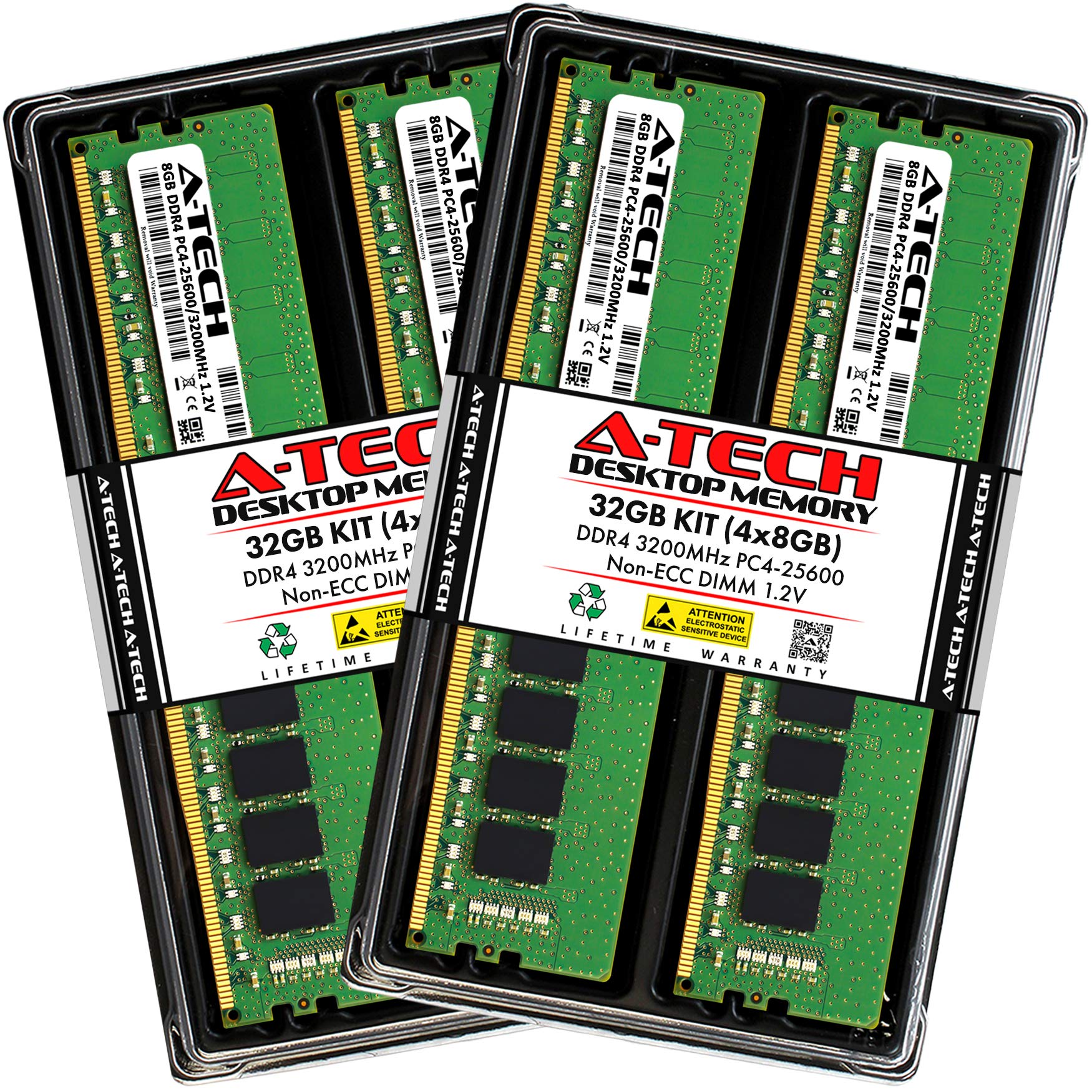 A-Tech 8GB DDR4 3200 MHz UDIMM PC4-25600 (PC4-3200AA) CL22 DIMM Non-ECC Desktop RAM Memory Module