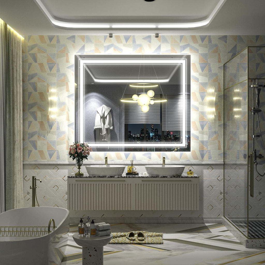 20x28 LED Bathroom Mirror, Vanity Mirror with Lights, Backlit and Front lit Mirror for Wall, Dimmable, Anti-Fog, Shatterpoof, Memory (Horizontal/Vertical)