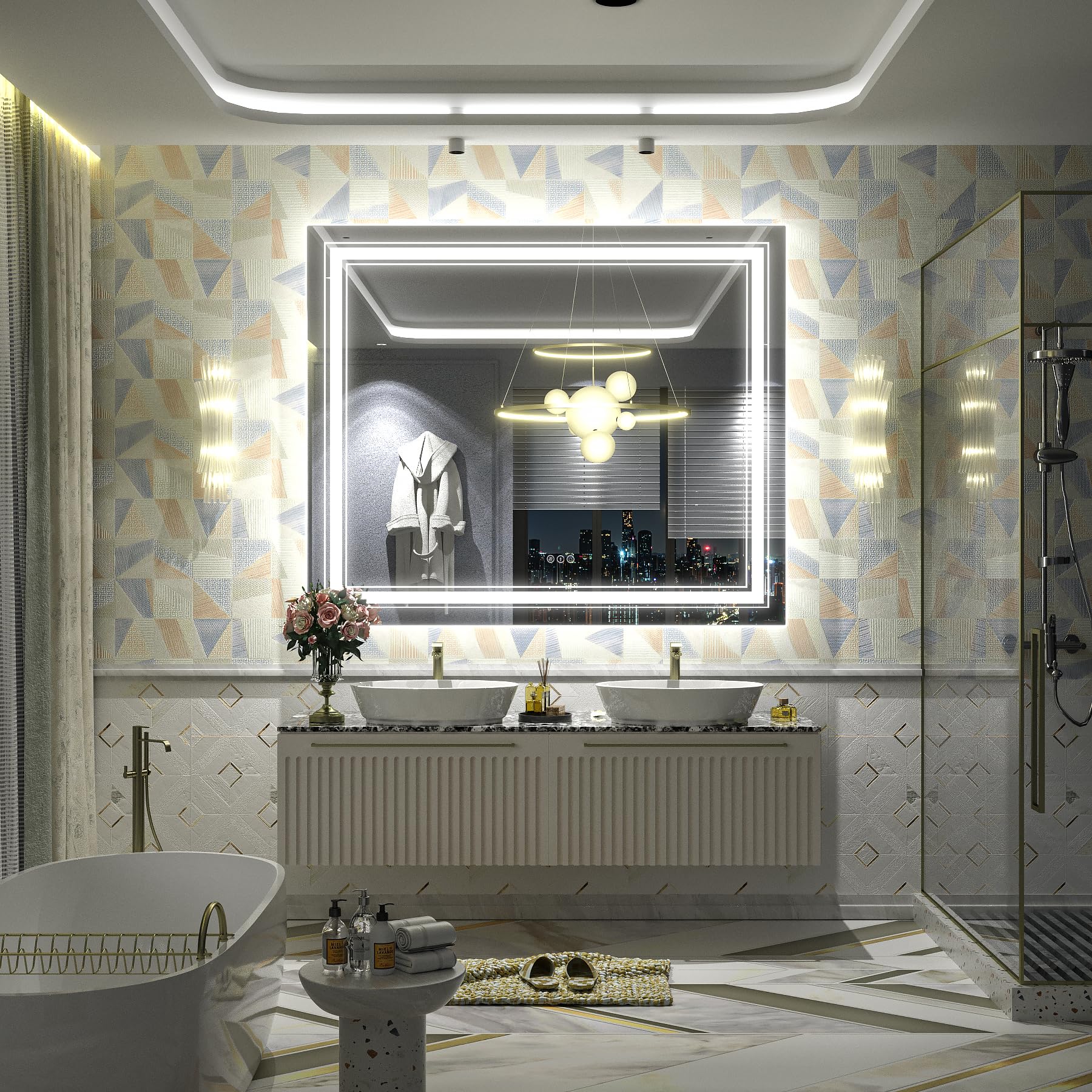 20x28 LED Bathroom Mirror, Vanity Mirror with Lights, Backlit and Front lit Mirror for Wall, Dimmable, Anti-Fog, Shatterpoof, Memory (Horizontal/Vertical)