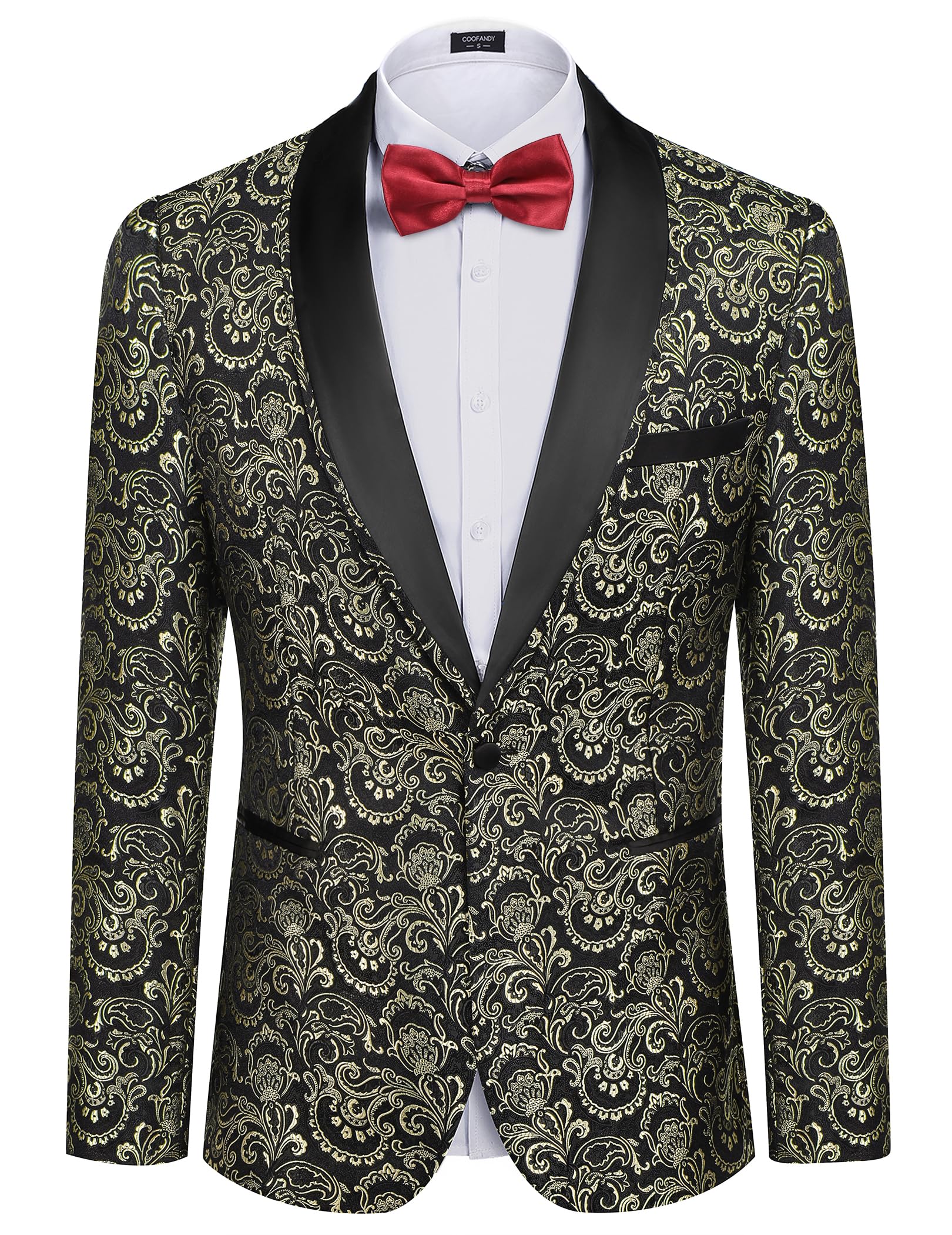 COOFANDY Men's Floral Tuxedo Suit Jacket Slim Fit Dinner Jacket Party Prom Wedding Blazer Jackets