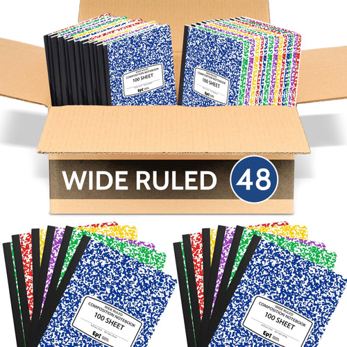 3 Pack - EPI Marble Hardcover Wide Ruled Composition Notebook | 200 Pages (100 Sheets), 9.75 x 7.5 in, Sturdy Sewn Binding | School, Office, Journaling, Notes