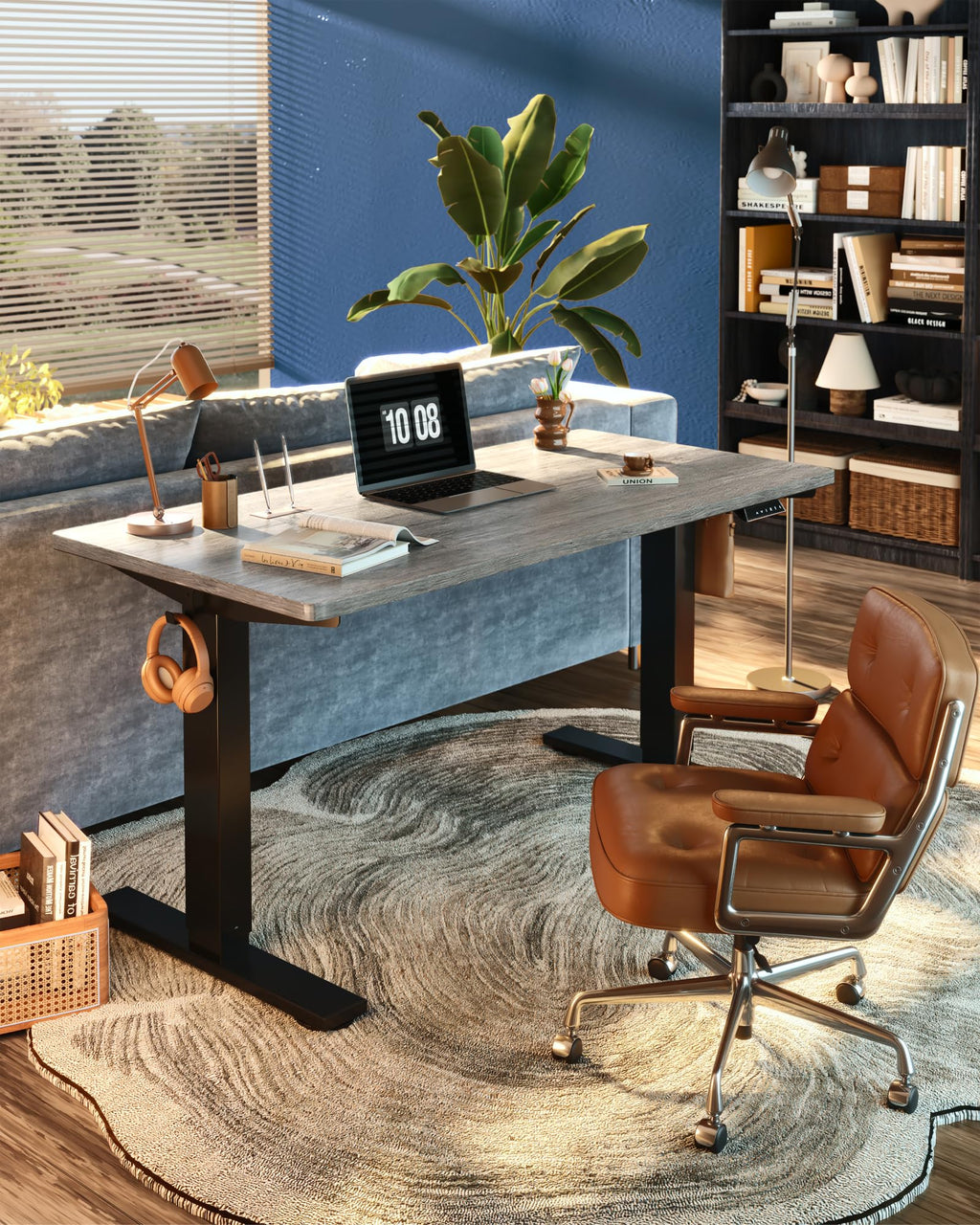 FLEXISPOT EN1 One-Piece Standing Desk, Electric Adjustable with 4 Memory Presets, 176 LBS Capacity, Stable & Quiet, Seamless Desktop for Home Office & Dual Monitors, 40"x24" Black