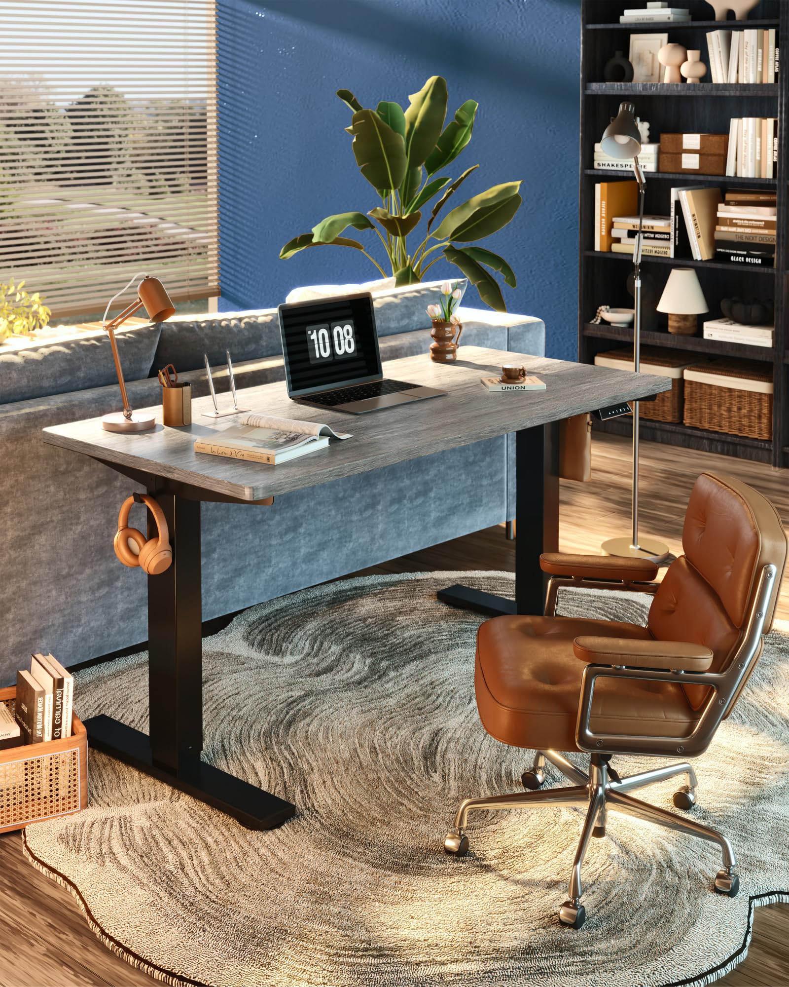 FLEXISPOT EN1 One-Piece Standing Desk, Electric Adjustable with 4 Memory Presets, 176 LBS Capacity, Stable & Quiet, Seamless Desktop for Home Office & Dual Monitors, 40"x24" Black