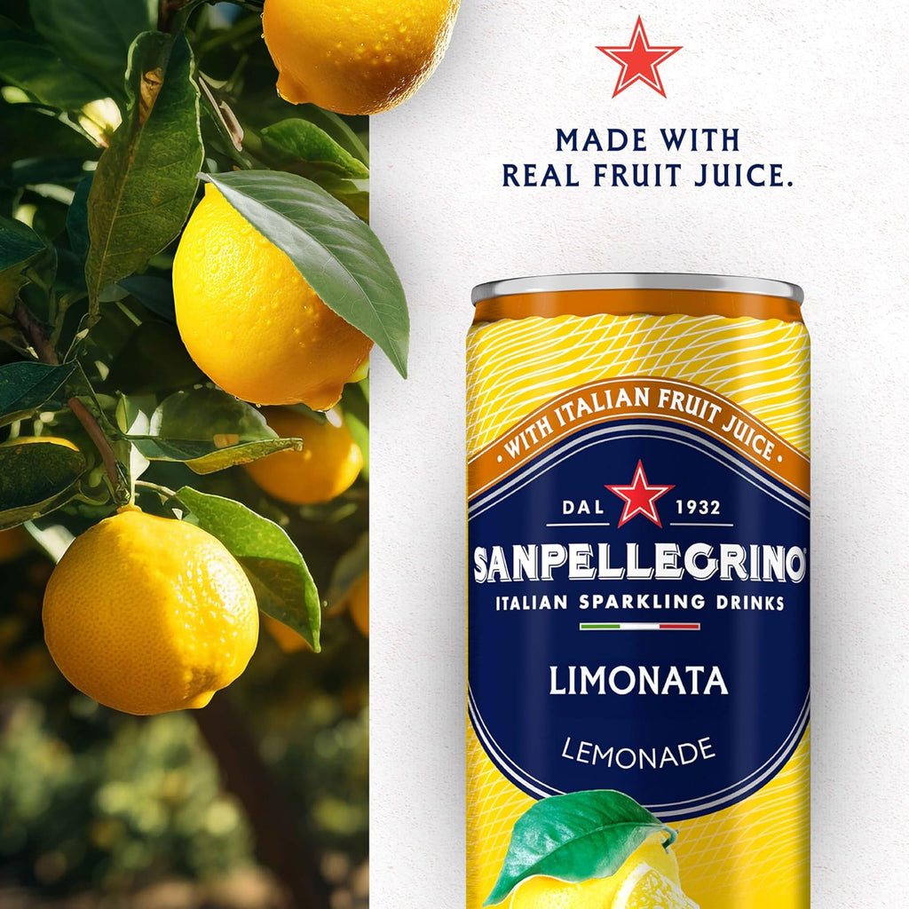 Sanpellegrino Italian Sparkling Drink Limonata, Sparkling Lemon Beverage, 6 Pack Of Cans 11.15 fl oz