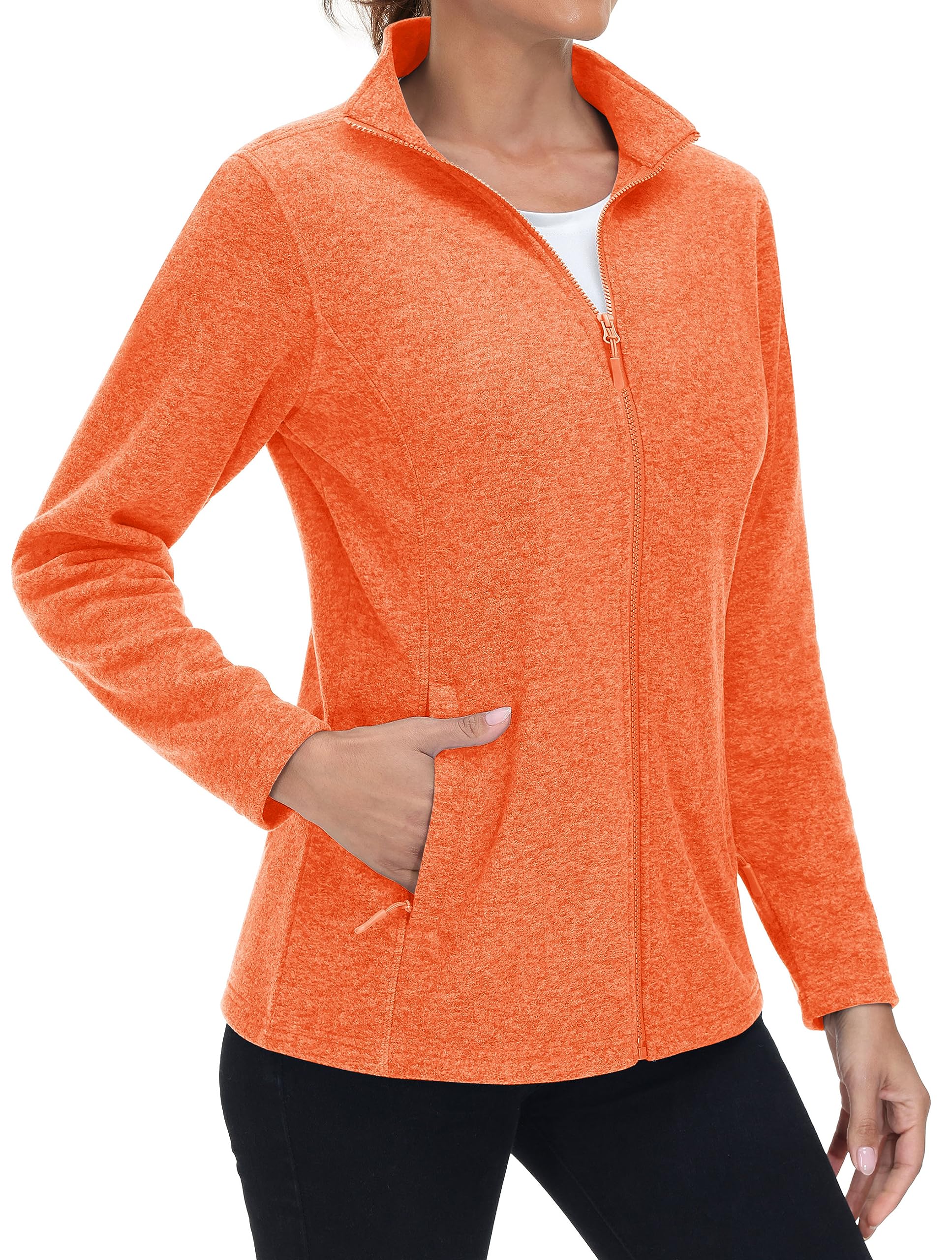 MAGCOMSEN Fleece Jacket Women Zip UP Lightweight Soft Polar Warm Winter Jackets for Women with Pockets Outdoor Hiking