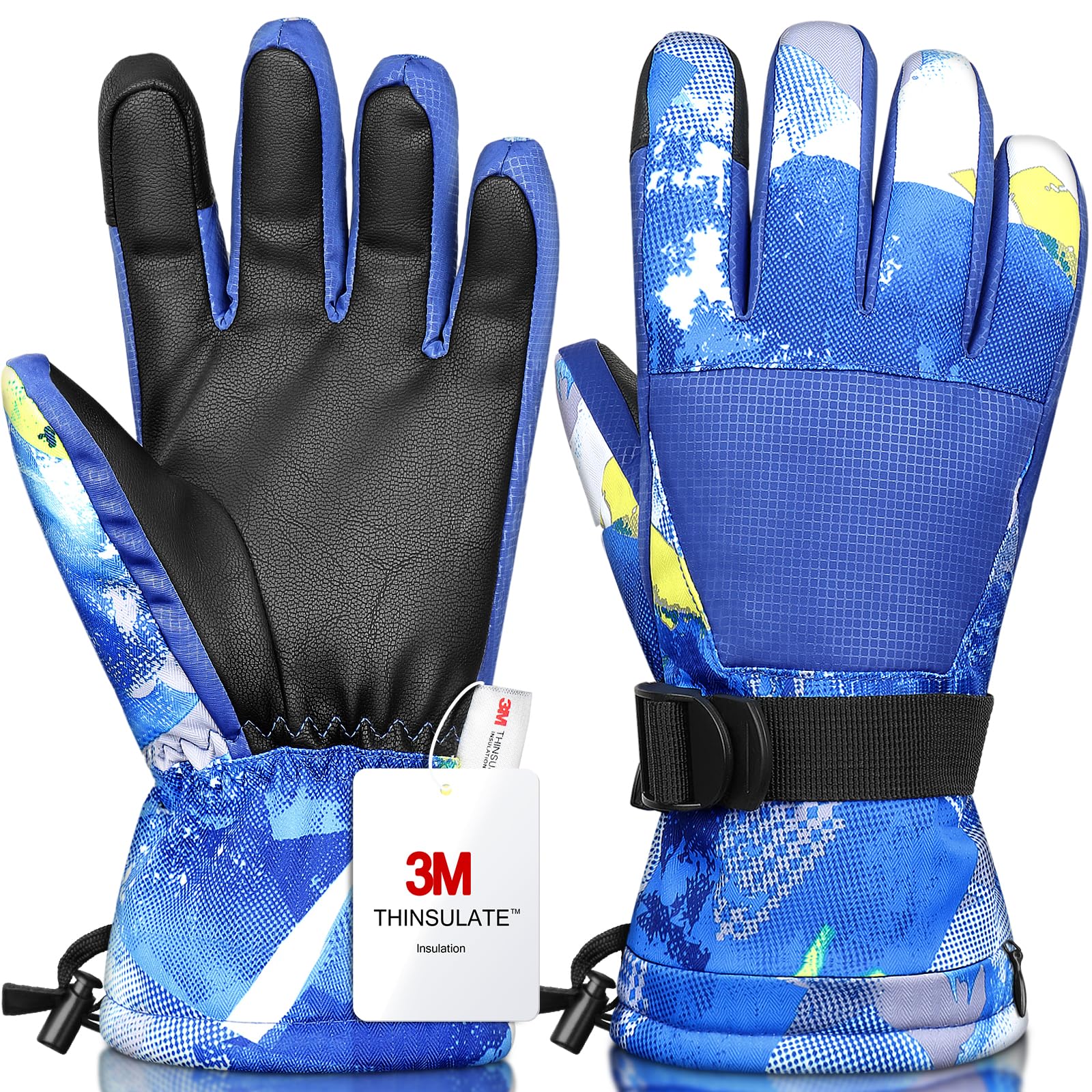 Ski Gloves,Snow Gloves Waterproof Winter Warm Cold Weather Touchscreen Gloves for Parent& Child Kids Skiing,Snowboarding