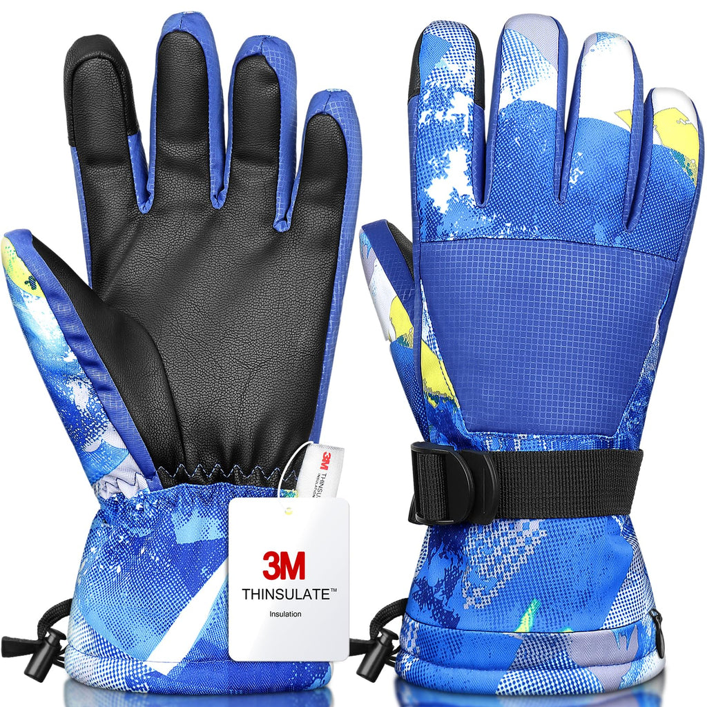 Ski Gloves,Snow Gloves Waterproof Winter Warm Cold Weather Touchscreen Gloves for Parent& Child Kids Skiing,Snowboarding