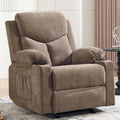 Manual Rocker Recliner Chair for Adults with Massage, Overstuffed Glider Rocking Chair with Cup Holders and Pockets for Living Room, Reclining Sofa Chair for Bedroom Nursery,Beige
