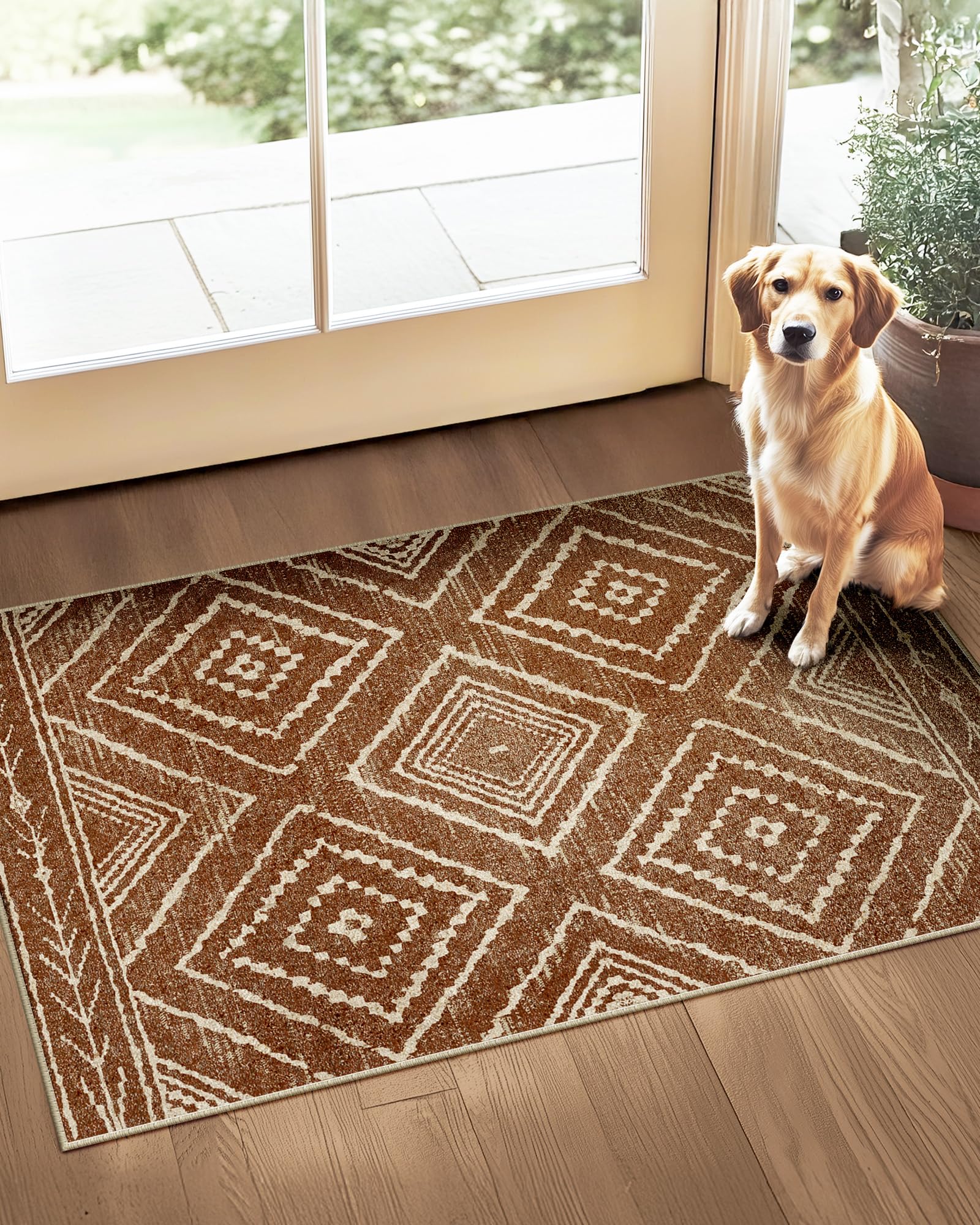 BESTSWEETIE Area Rug 2x3 Rug Machine Washable Non-Slip Low Pile Print Pattern Western Rug for Living Room Bedroom Entryway Tribal Series-Abstract/Cowhide