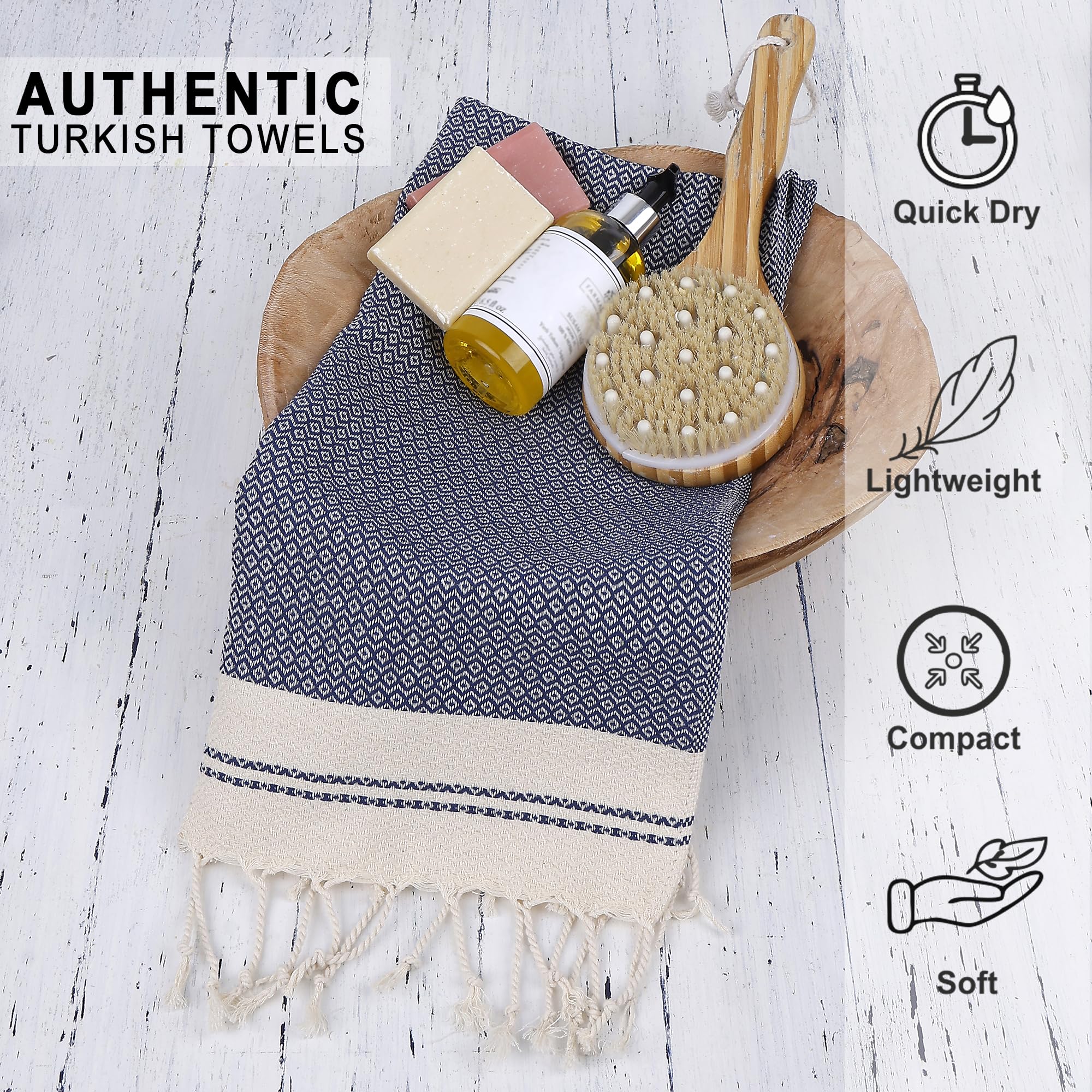 Evelynen Turkish Hand Towels for Bathroom & Kitchen Towels Decorative Set of 2 | Boho Farmhouse Hand Towels with Hanging Loops for Face, Tea, Dish, Kitchen & Bath | %100 Cotton (16" x 32" - Beige)