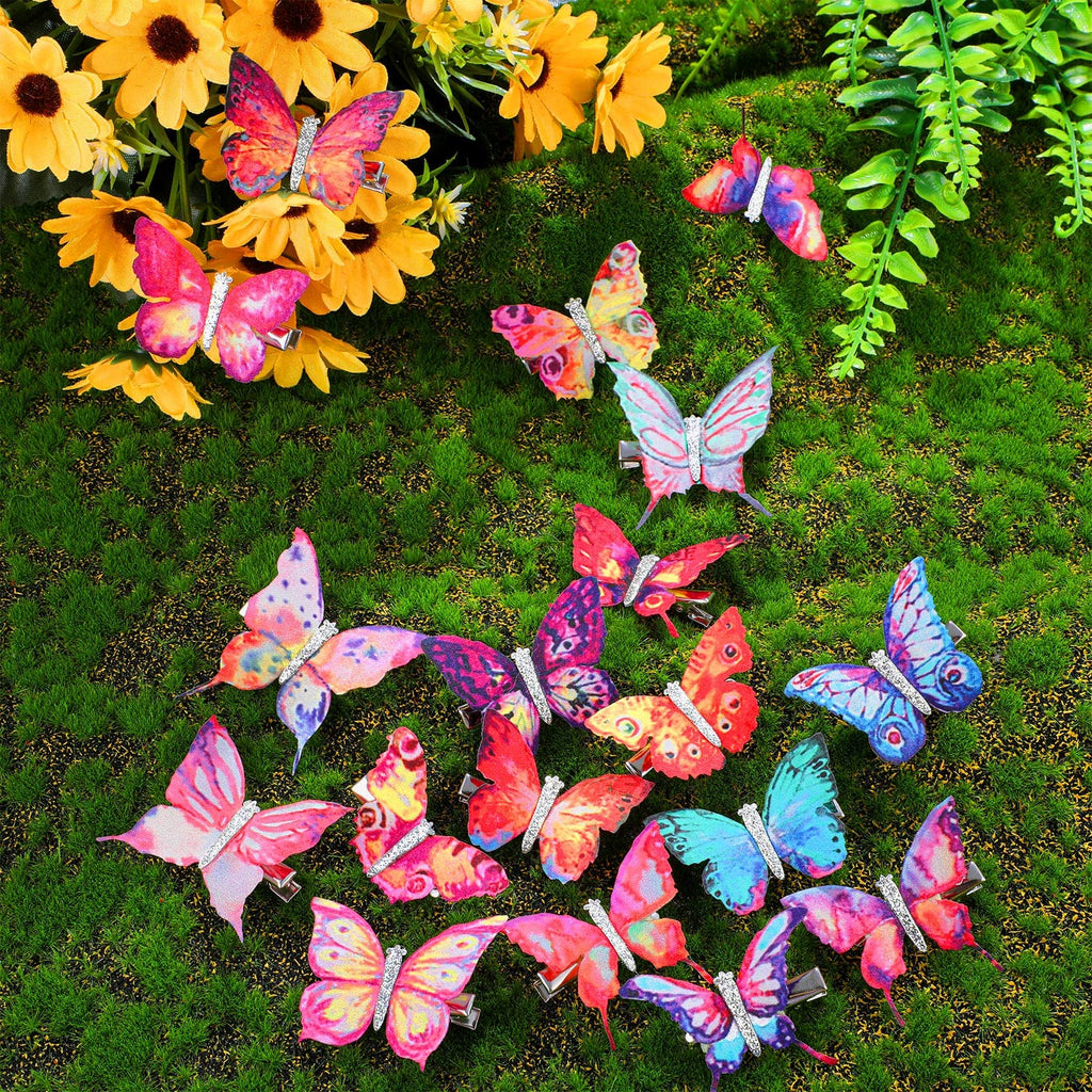 Boao 18 Pieces Glitter Butterfly Hair Clips for Girls Teens Women Hair Accessories (Bright Style)