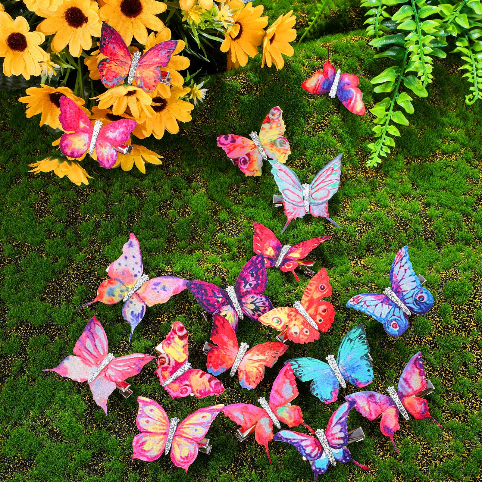 Boao 18 Pieces Glitter Butterfly Hair Clips for Girls Teens Women Hair Accessories (Bright Style)