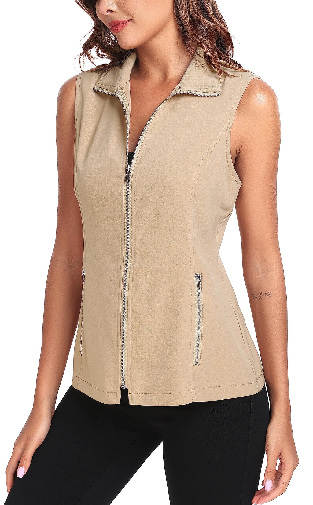 MISS MOLY Women's Lightweight Vest Casual Zip Up Utility Vest Hiking Golf Sleeveless Jackets with Pockets