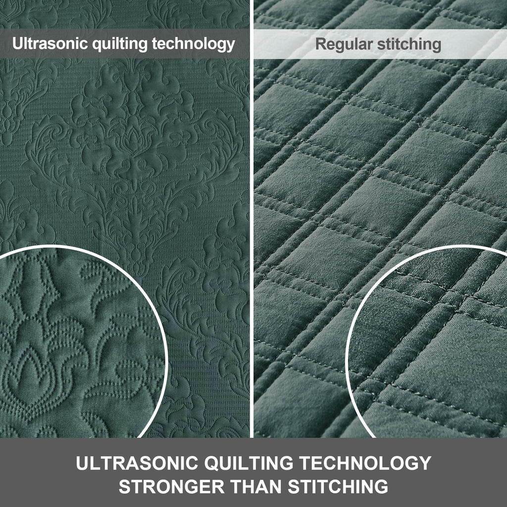 Hansleep Black Quilt Twin Size - Damask Ultrasonic All Season Bedspread Twin, Soft Lightweight Coverlet Bedding Set, 2 Pieces (1 Quilt, 1 Pillow Sham)
