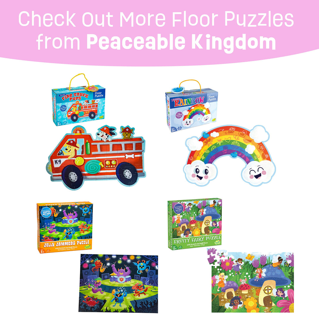 Peaceable Kingdom Shimmery Bunny Shaped 41 Piece Floor Puzzle, 3 feet x 2 feet - Great Easter Basket Stuffers and Easter Gifts for 3 Year Olds, 4 Year Olds & Up