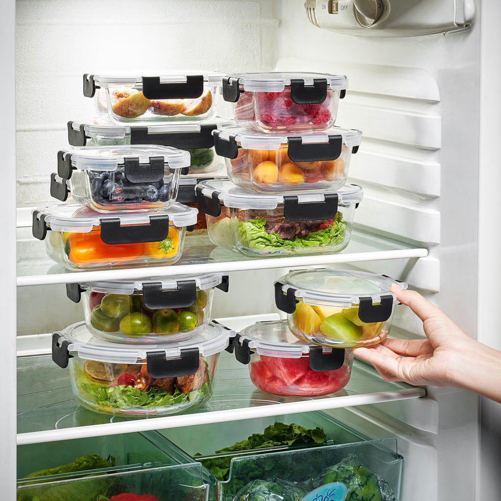 Sorbus 20pc Glass Meal Prep Containers Set – 10 Glass Food Storage Containers (21.3oz, 2.6 Cups) with Airtight Lids – Freezer, Dishwasher, and Oven Safe – Reusable Containers for Meal Prep and Storage