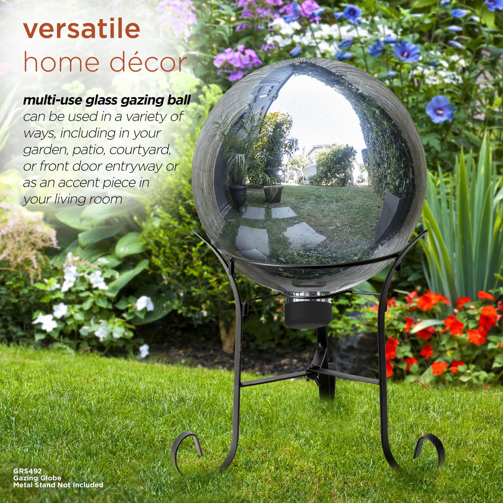 Alpine Corporation | 10" Indoor/Outdoor Glass Gazing Globe — Festive Garden & Yard Décor Accent — Blue