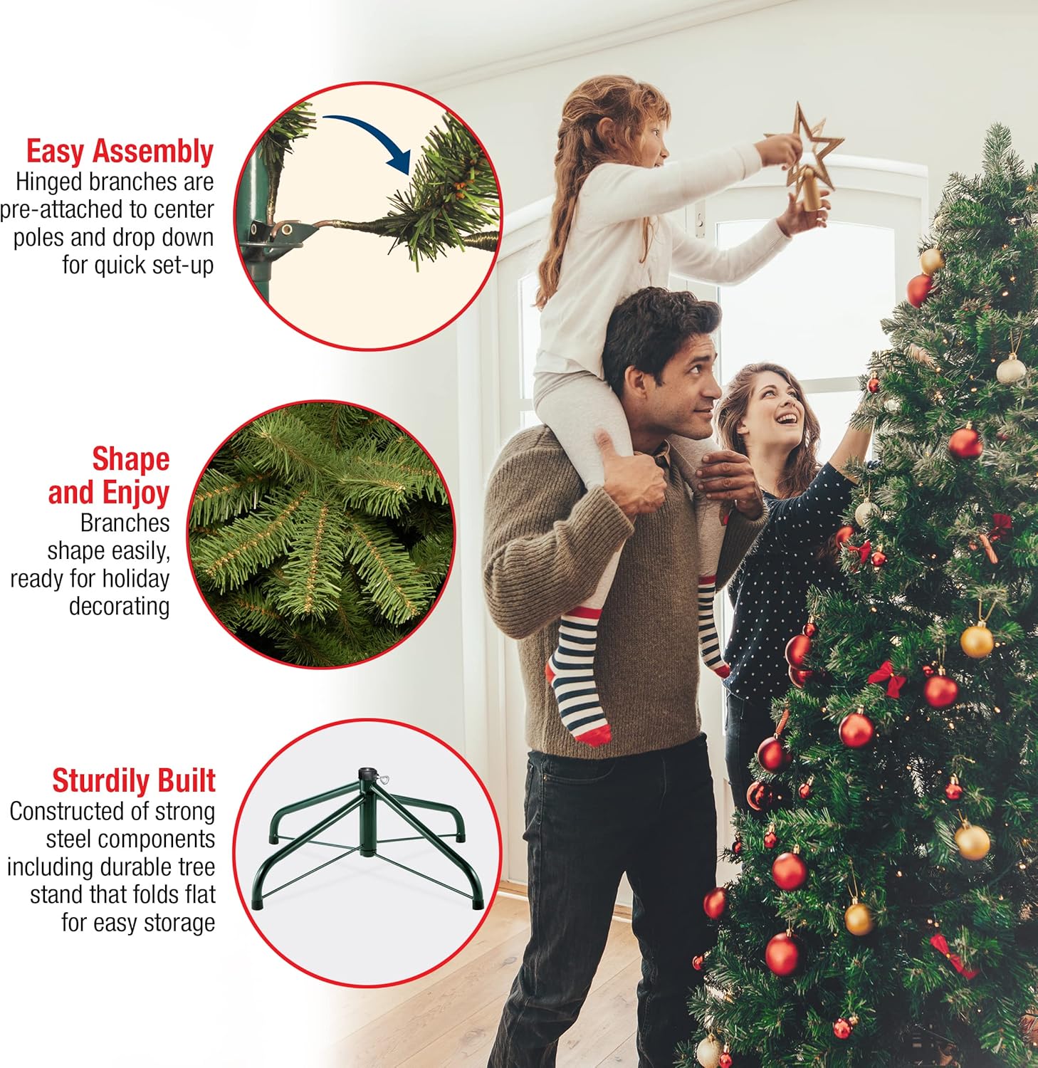 National Tree Company 7.5 ft Unlit North Valley Spruce Artificial Christmas Tree, 1,346 Tips, Includes Stand, Green