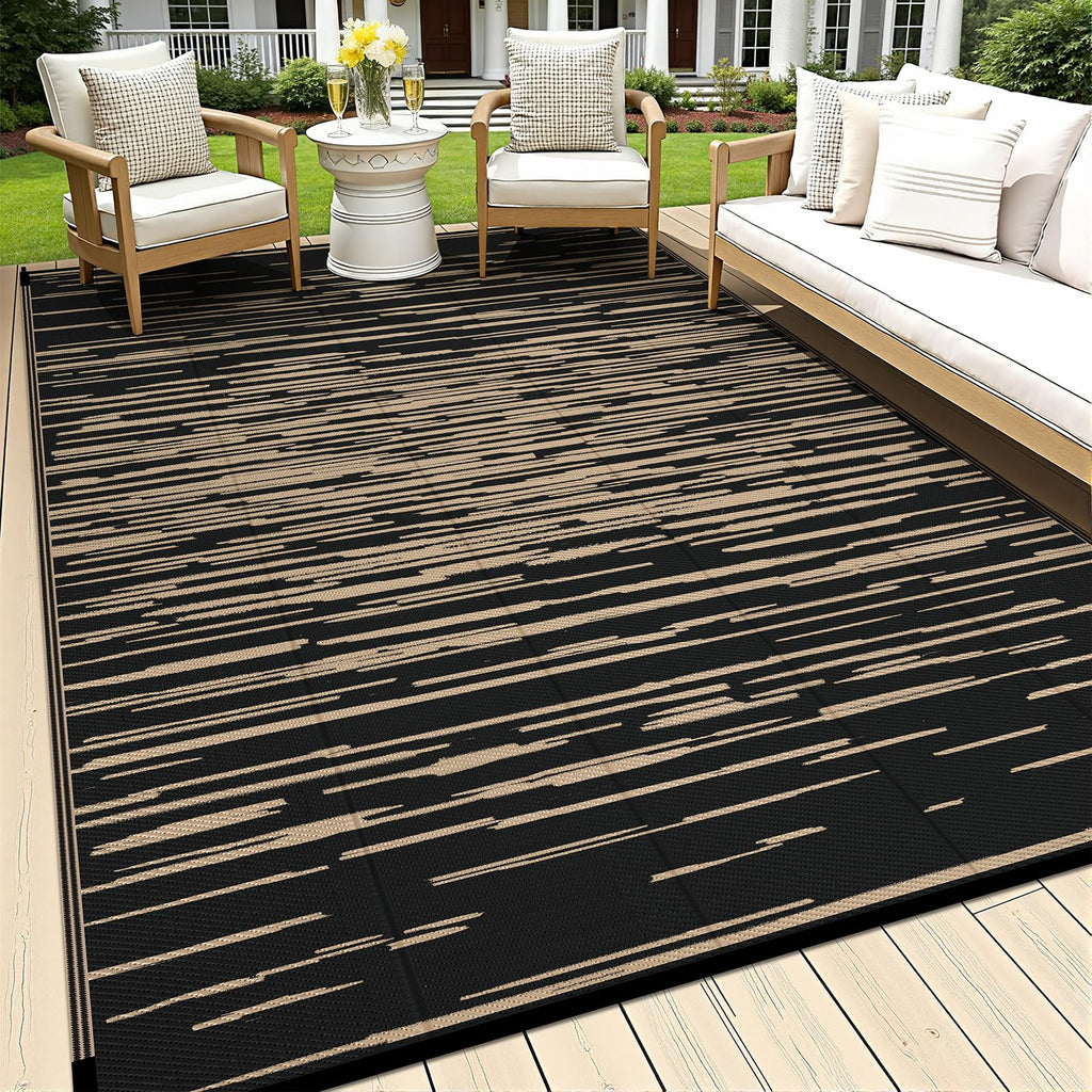 HEBE Checkered Outdoor Rug Waterproof 5x8, Reversible Plastic Straw Rug RV Camping Rug, Indoor Outdoor Patio Mat Clearance, Outside Carpet for Porch,Deck,Camper,Balcony,Backyard,Picnic