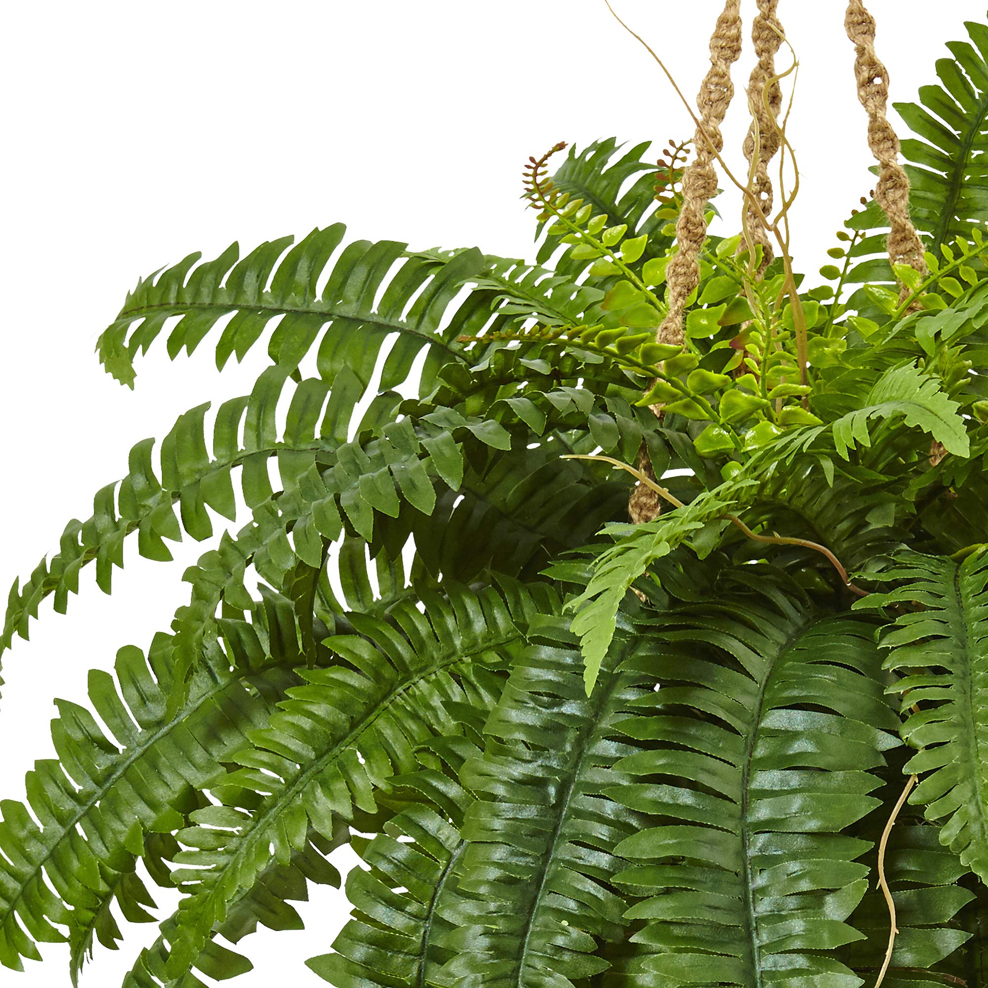 Nearly Natural 6599 18in. Boston Fern Artificial Plant in Hanging Basket, Green,29" x 29" x 18"
