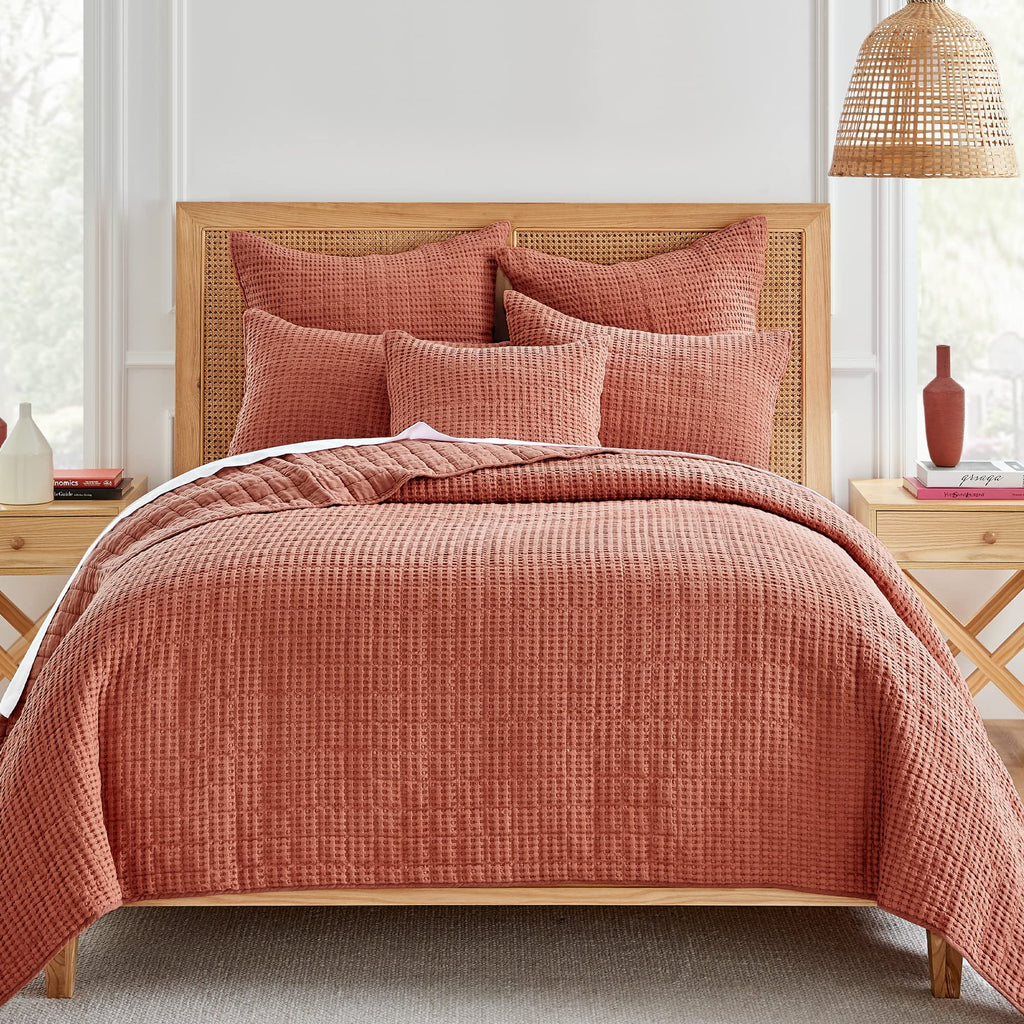 Levtex Home Mills Waffle Twin Bedspread Set (84x104in) with 1 Pillow Sham (26x20in) - Adobe - 100% Cotton Twin Size Bedspread Set - Lightweight, Soft, Pre-Washed