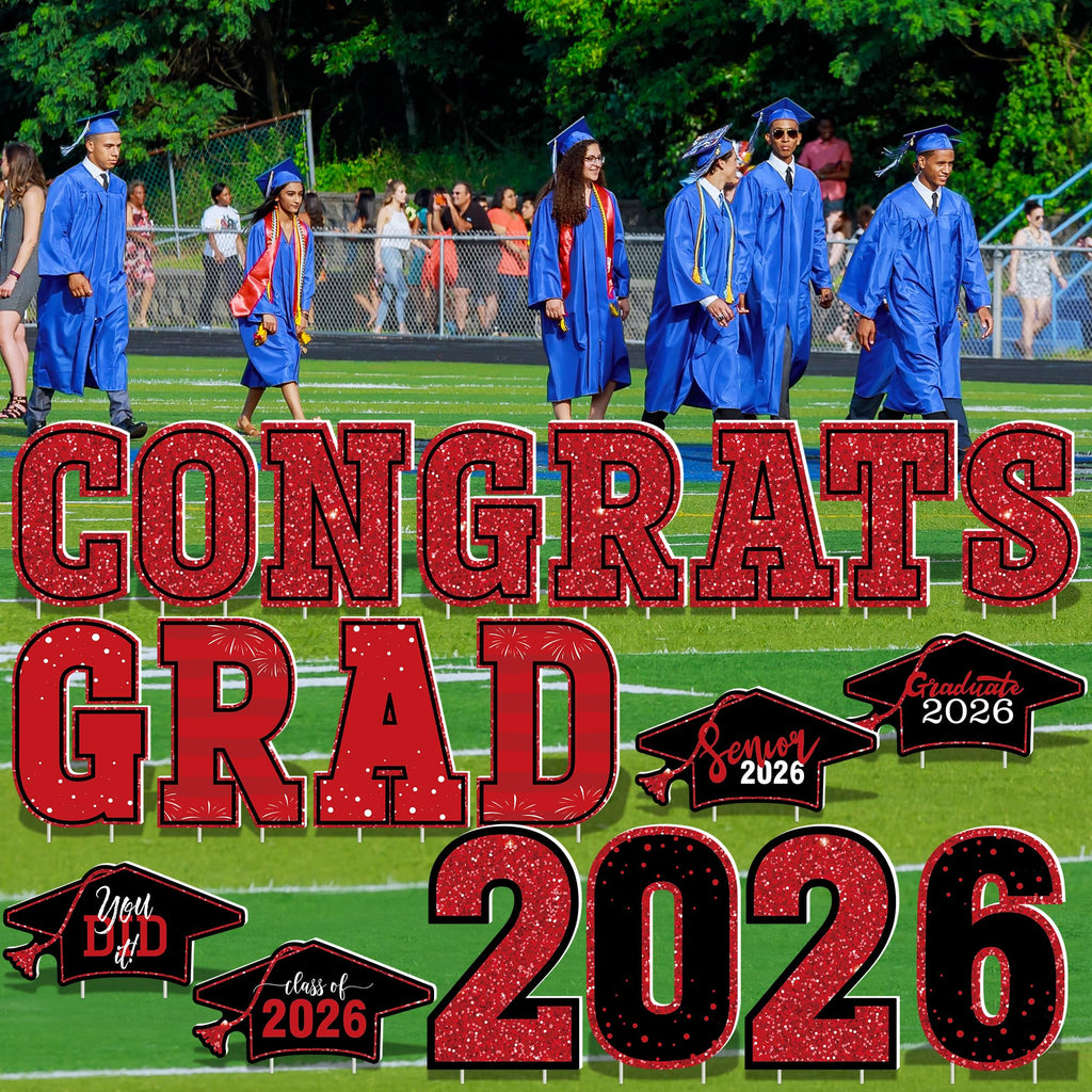 HOVACY 20 PCS Black Gold Graduation Yard Signs Class of 2026 | Black Gold 20 PCS, 40 Stakes, 11.57 x 16.14 in, Corrugated Plastic, Waterproof, Congrats Grad Sign, Graduation Sign