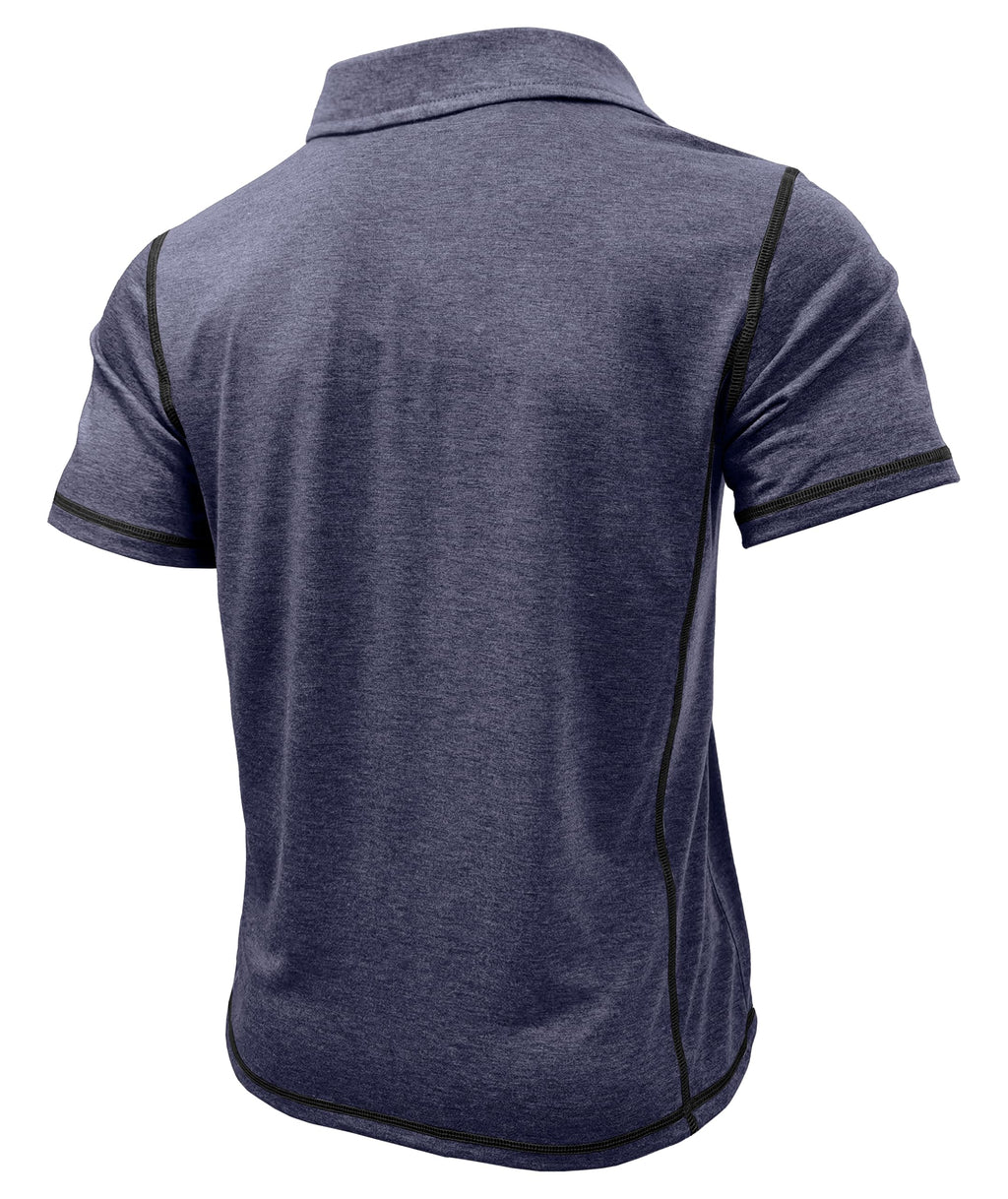 Men's Casual Long Sleeve Polo Shirts Collared Button Cotton T-Shirt Classic Stylish Golf Shirt with Pocket
