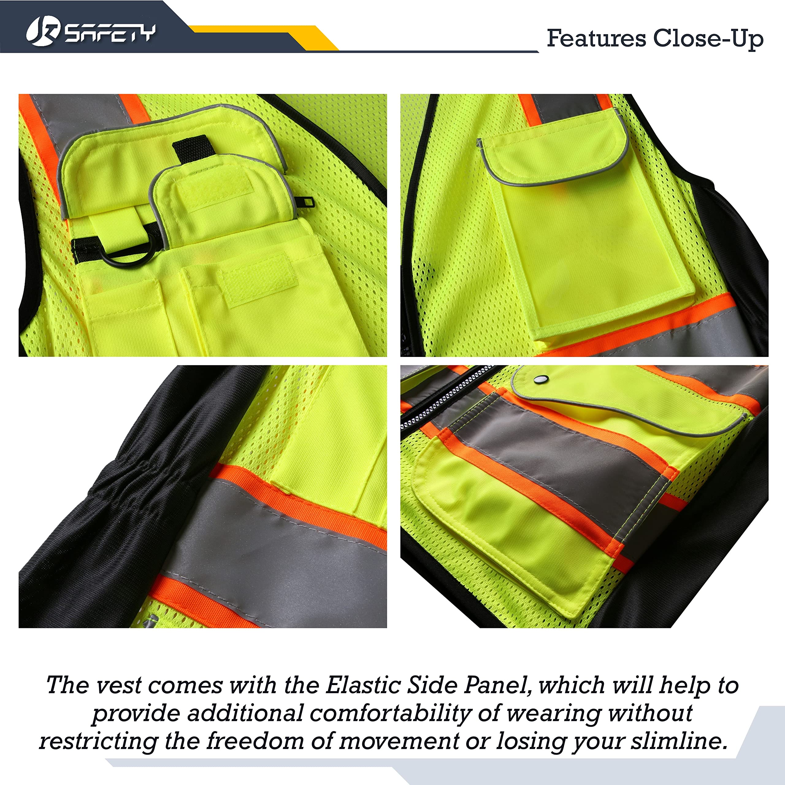 JKSafety Women Hi-Vis Reflective Safety Vest | Neon Color body Sewed Reflective Strips Breathable Lightweight ANSI Compliant