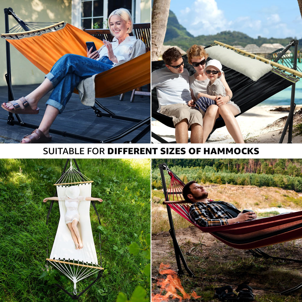 Tranquillo Unity Adjustable Hammock Stand, Hammocks Stands for The Garden, 800 lbs Capacity Steel Double Hammock Stand for 2 Persons, Premium Pre-Assembled Stand (Steel, Aegean)
