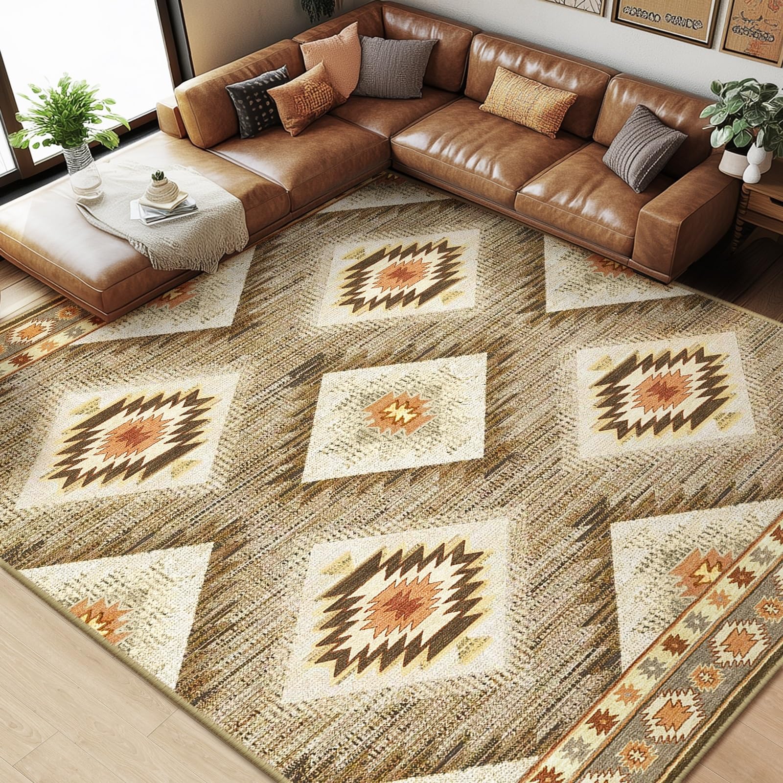 BESTSWEETIE Area Rug 2x3 Rug Machine Washable Non-Slip Low Pile Print Pattern Western Rug for Living Room Bedroom Entryway Tribal Series-Abstract/Cowhide