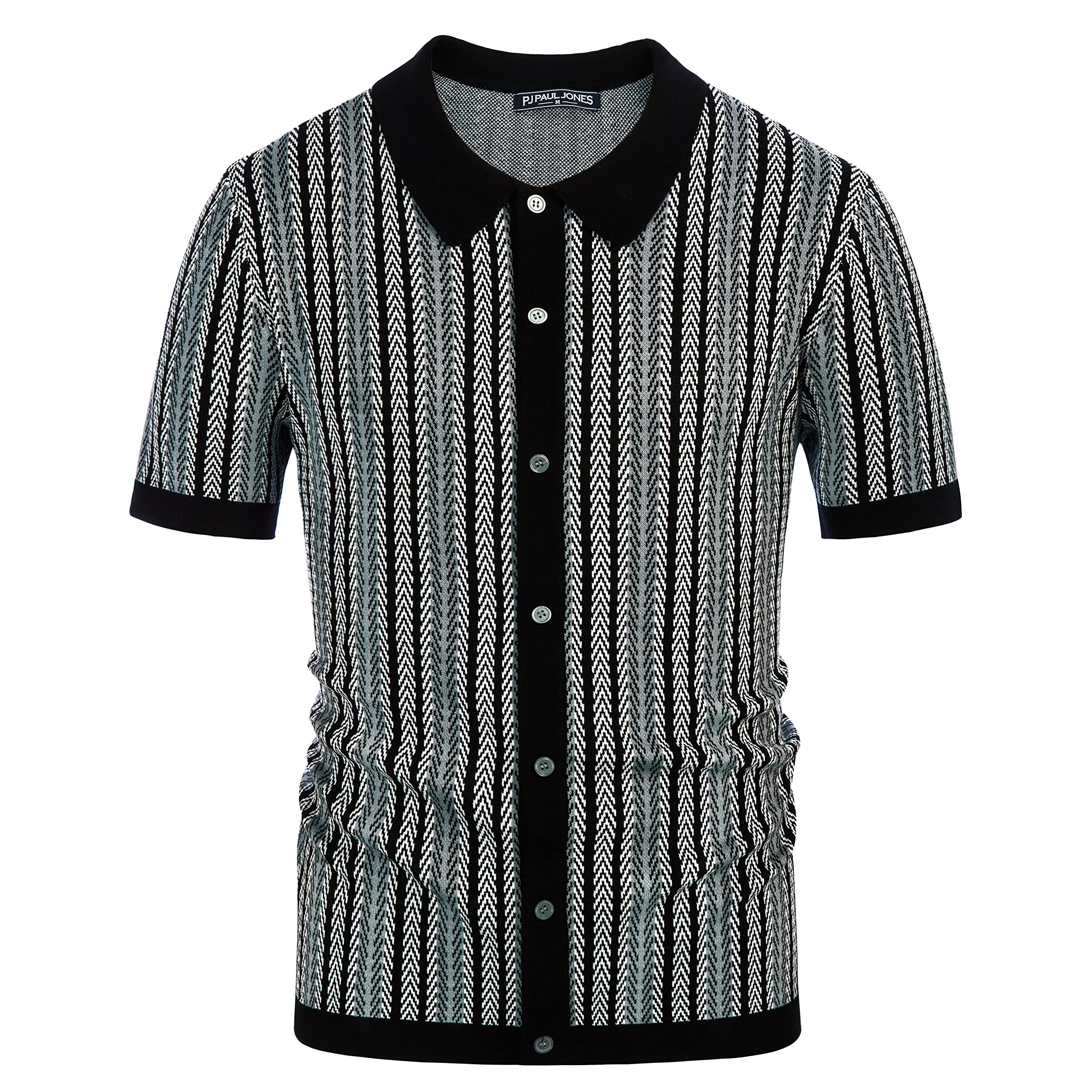 PJ PAUL JONES Men's Polo Shirts Retro Knit Shirt Vintage Striped Shirt