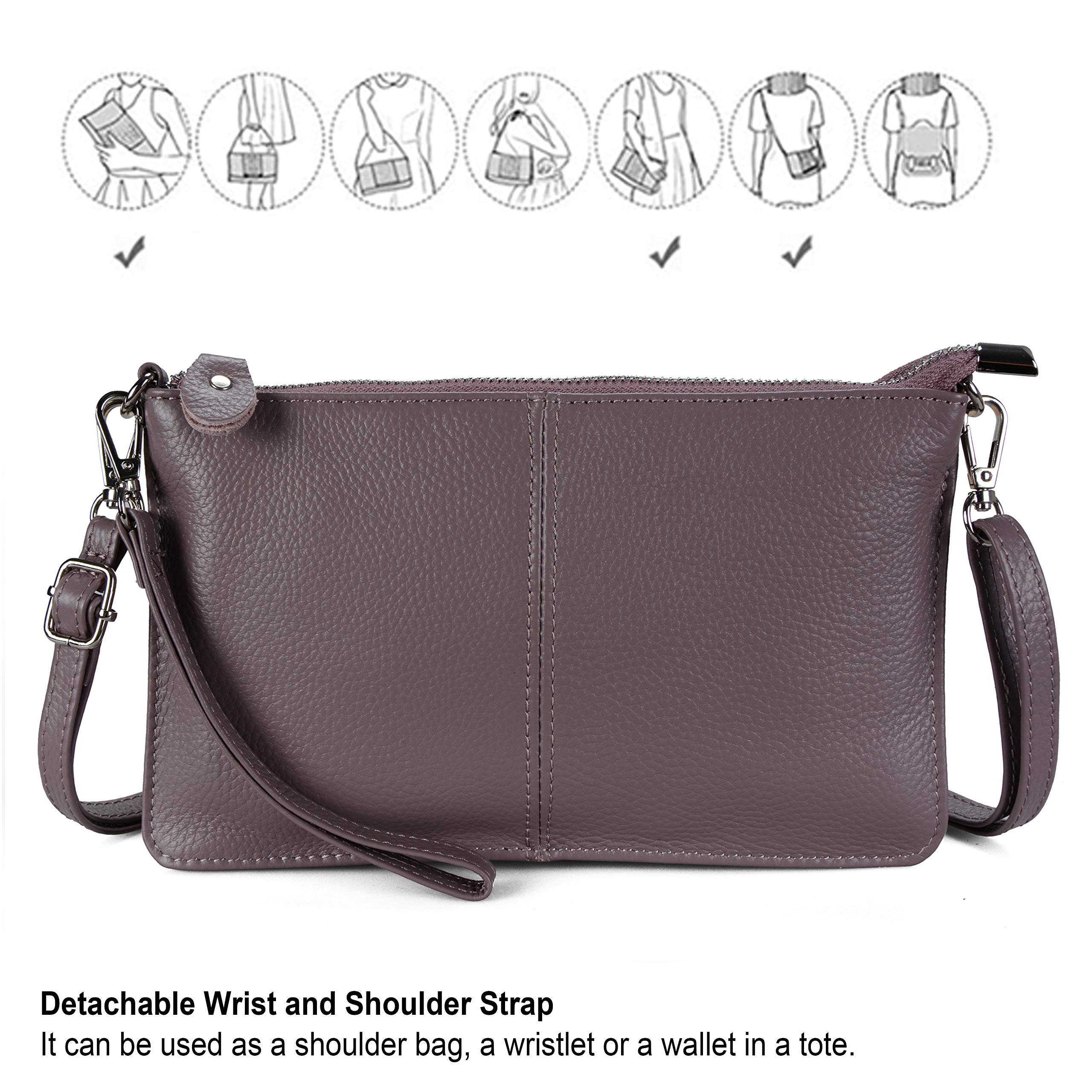 befen Genuine Leather Wristlet Clutch Wallet Purses Small Crossbody Bags for Women with RFID Blocking Card Slots