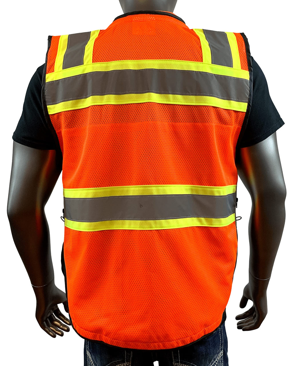 Men's Black Series Safety Vest with Zipper and Utility Pockets (Medium, Black)