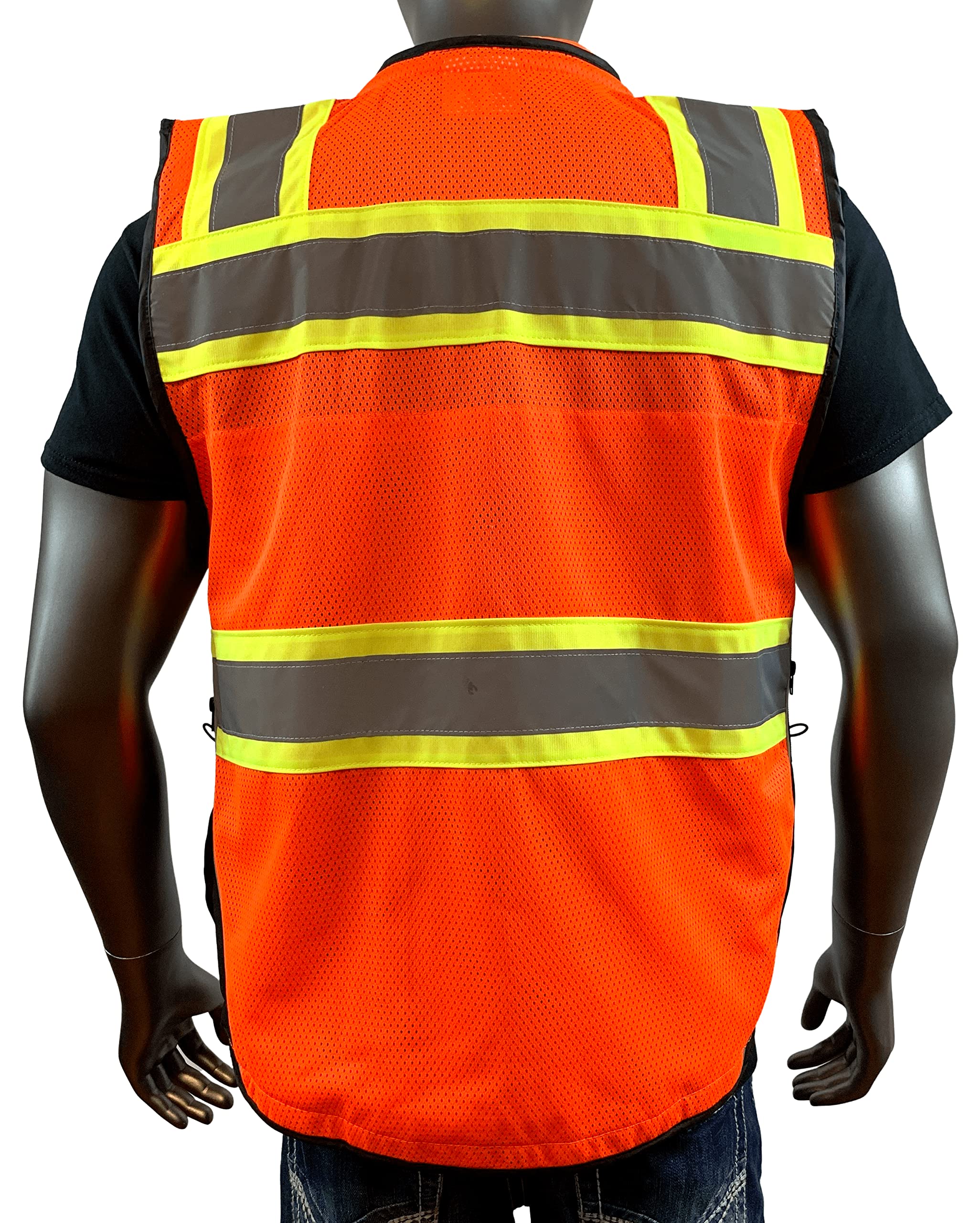 Men's Black Series Safety Vest with Zipper and Utility Pockets (Medium, Black)
