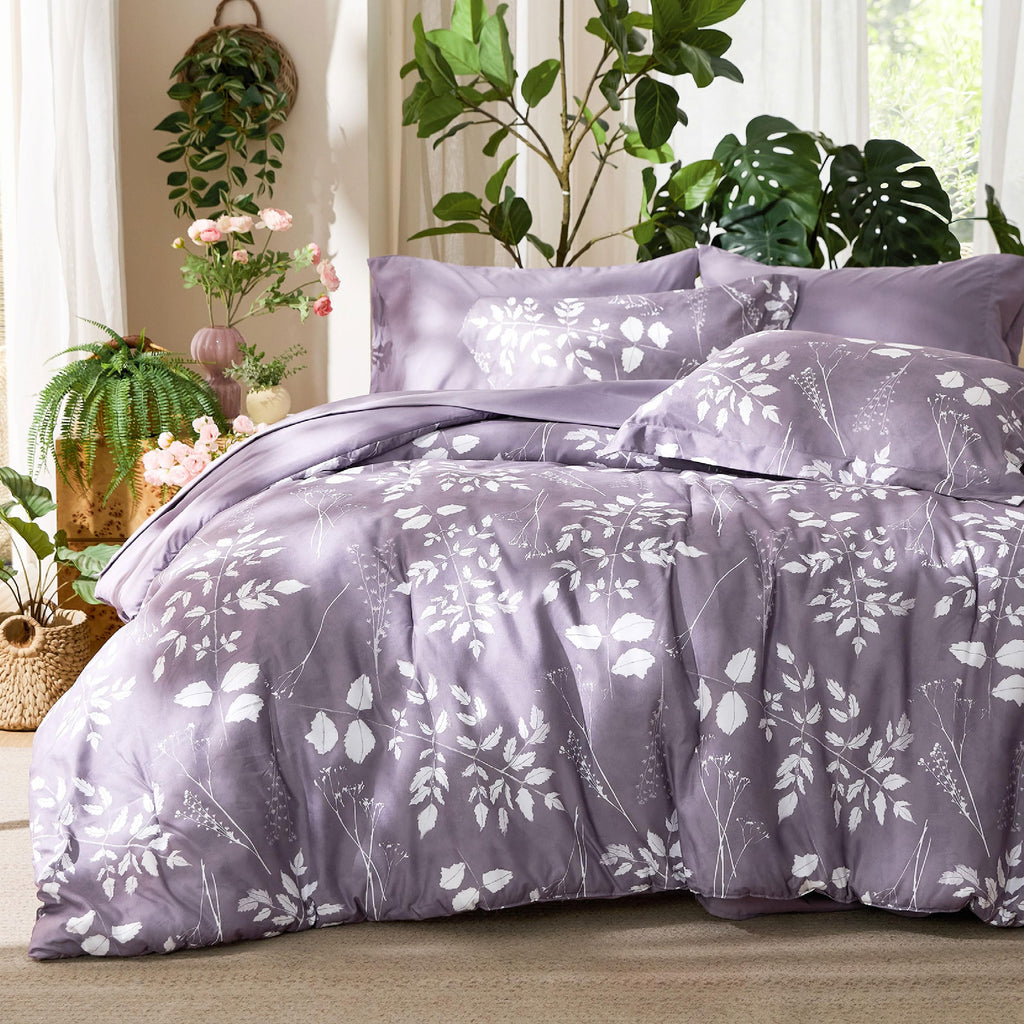 Bedsure Twin Comforter Set - 5 Pieces Floral Sage Green Soft Bedding Sets, Twin Bed in a Bag with Botanical Flowers Comforter, Sheets, Pillowcase & Sham
