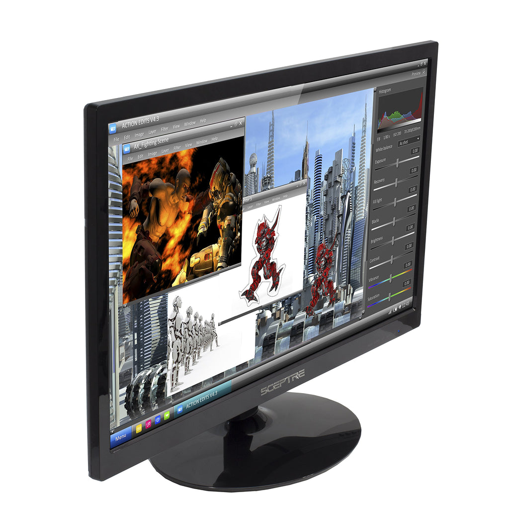 Sceptre 24 Inch 75Hz 1080p LED Monitor with Build-in Speakers HDMI VGA Ports, New Black 2019 (E248W-1920)