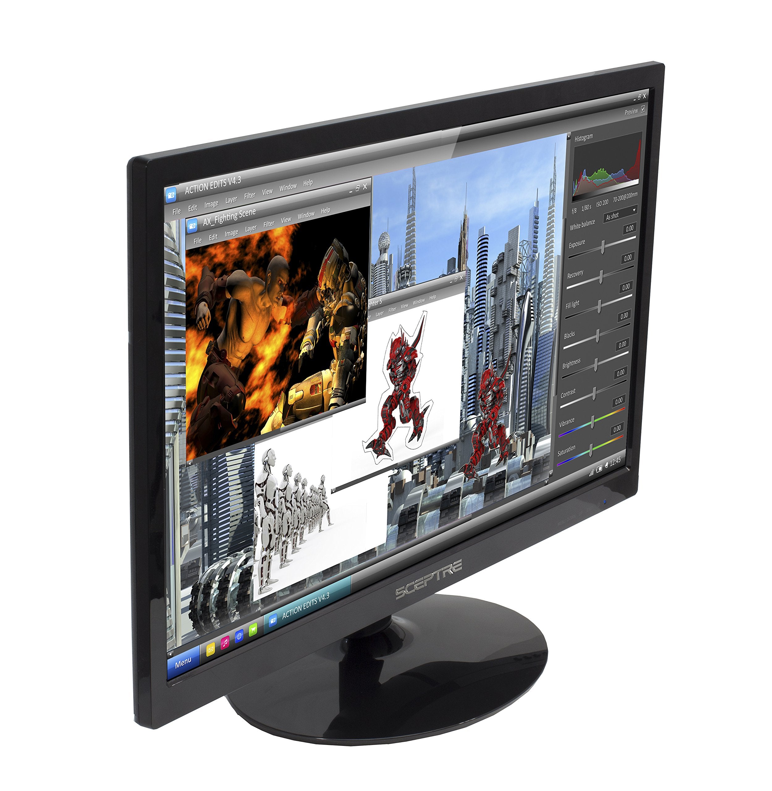 Sceptre 24 Inch 75Hz 1080p LED Monitor with Build-in Speakers HDMI VGA Ports, New Black 2019 (E248W-1920)