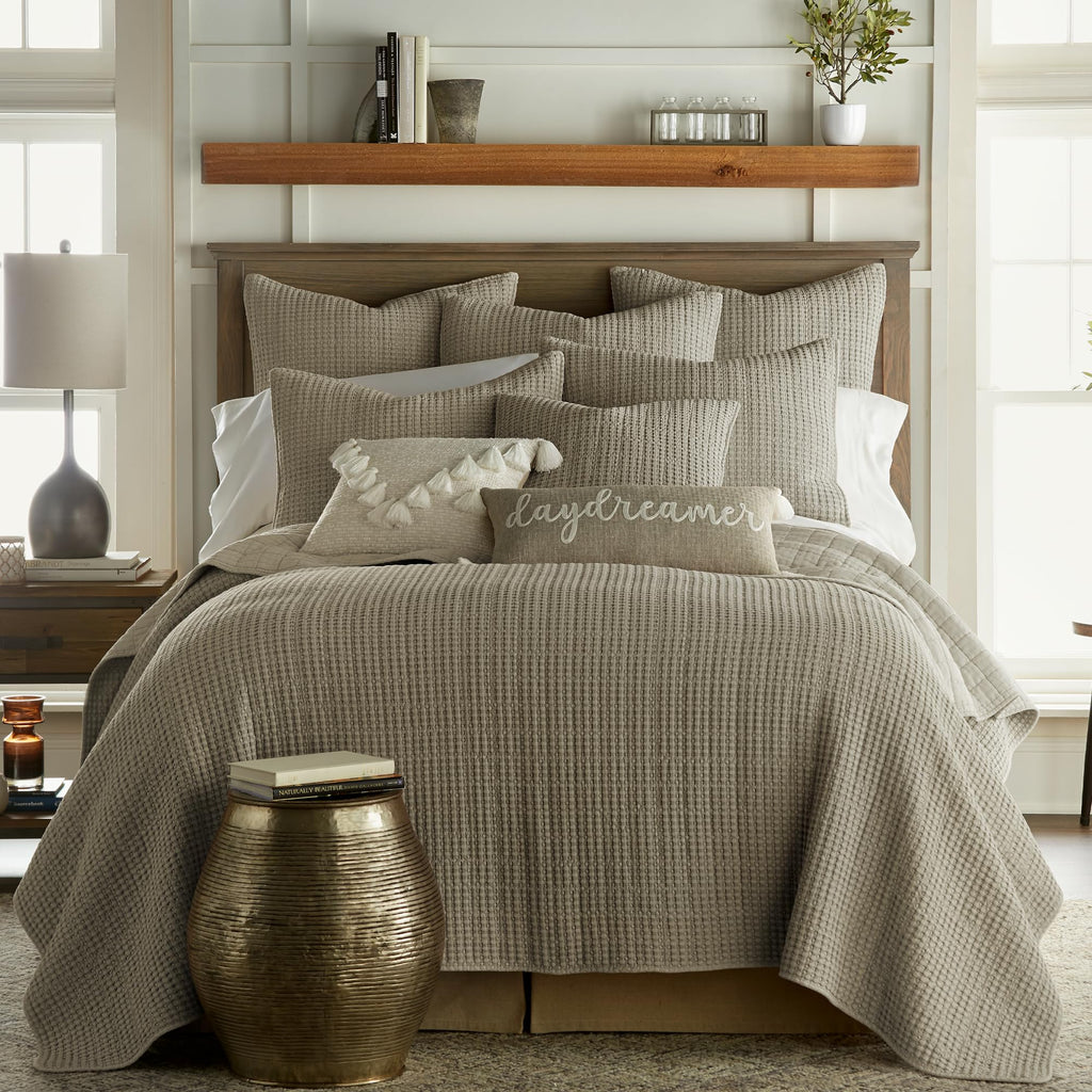 Levtex Home Mills Waffle Twin Bedspread Set (84x104in) with 1 Pillow Sham (26x20in) - Adobe - 100% Cotton Twin Size Bedspread Set - Lightweight, Soft, Pre-Washed