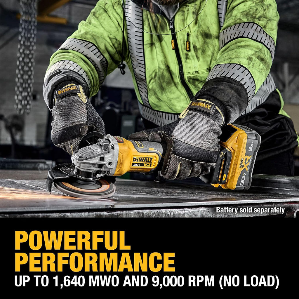 DEWALT 20V MAX XR Brushless Cordless Angle Grinder, 4-1/2 in. - 5 in., Variable Speed, Anti-Rotation, Paddle Switch (Tool Only) (DCG410VSB)