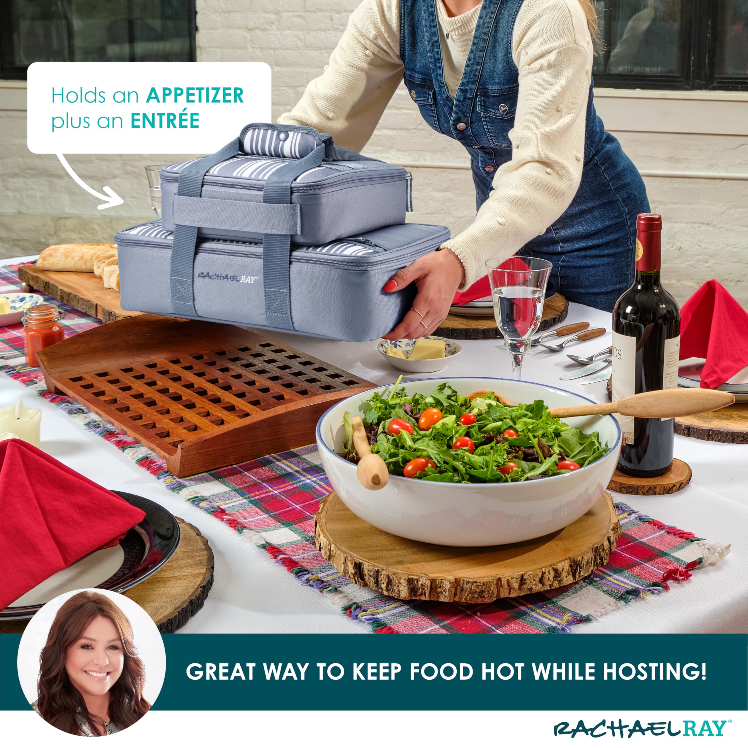 Rachael Ray Lugger Duo, Insulated Casserole Carrier for Hot or Cold Food, Thermal Lasanga Lugger Tote for Pockluck, Parties, Picnic, and Cookouts, Fits 9" x 13" Baking Dish, Burgundy
