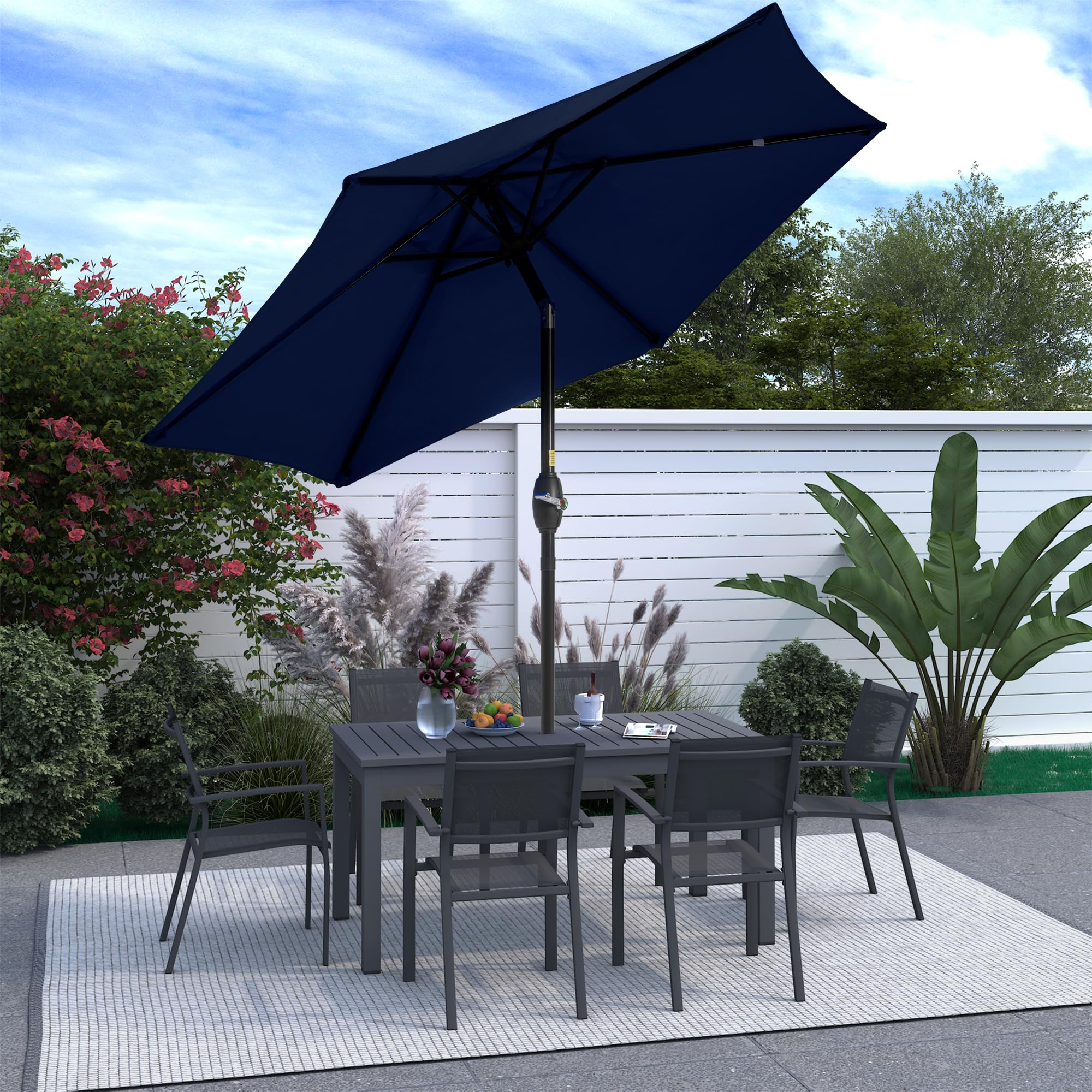 SUNVIVI OUTDOOR Outdoor Patio Umbrella, Patio Umbrella, Market Umbrella, Large Outdoor Umbrella, Metal Pole Umbrella with Push Button Tilt and Crank, Polyester Canopy