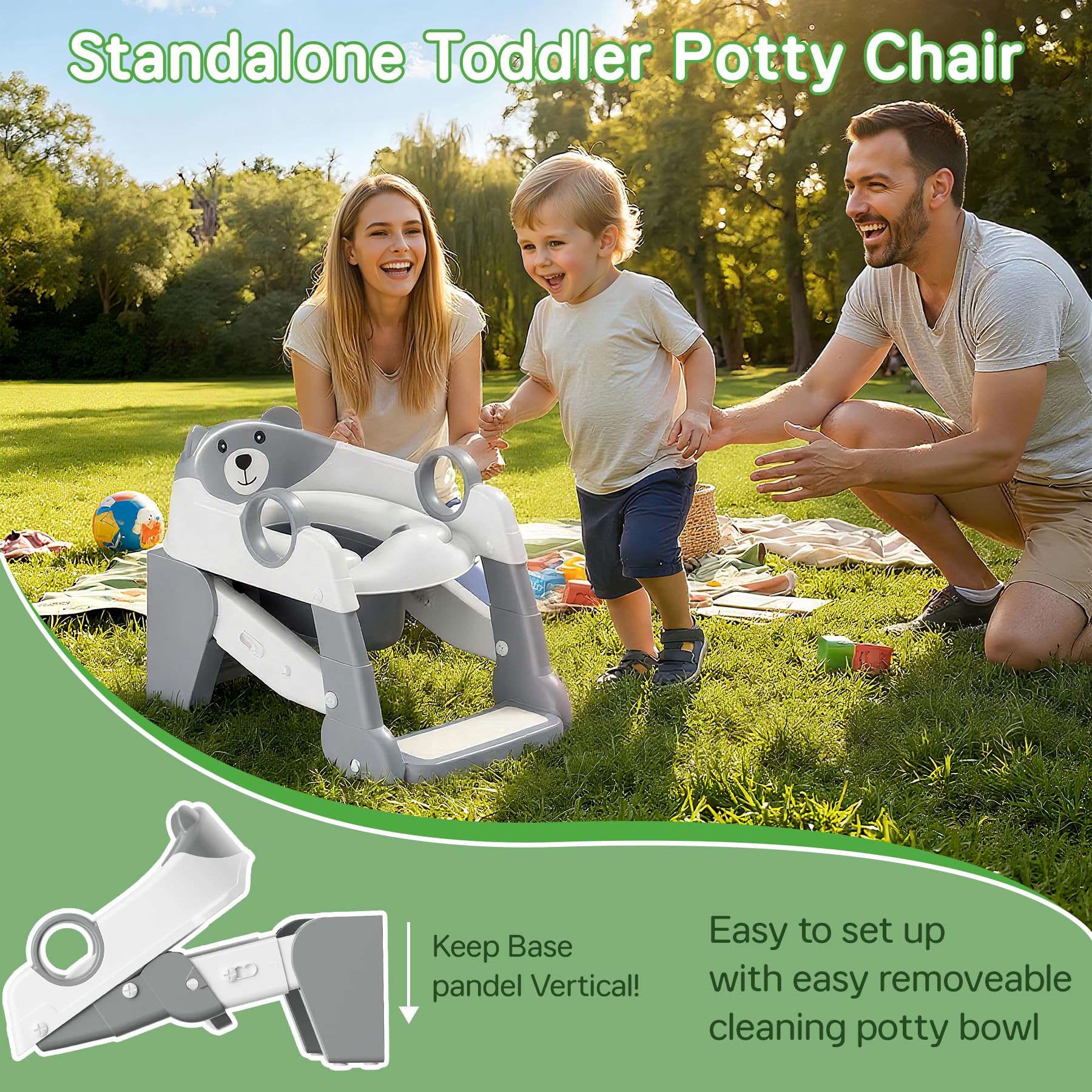 Potty Training Seat, Upgrade Toddler Toilet Seat for Kids Boys Girls, 2 in 1 Potty Training Toilet, Splash Guard Anti-Slip Pad Step Stool(Blue)
