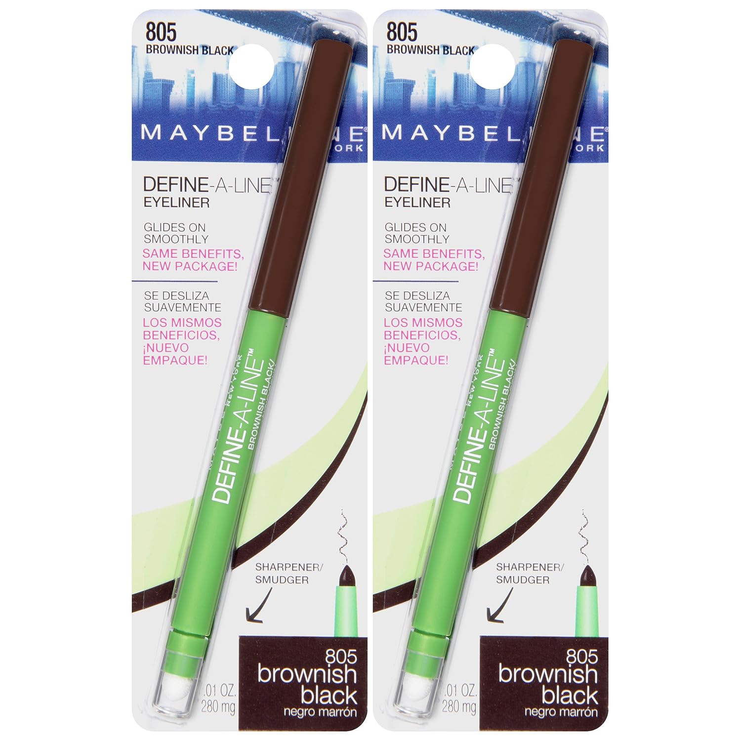 MAYBELLINE Define-A-Line Eyeliner, Brownish Black (Pack of 2)