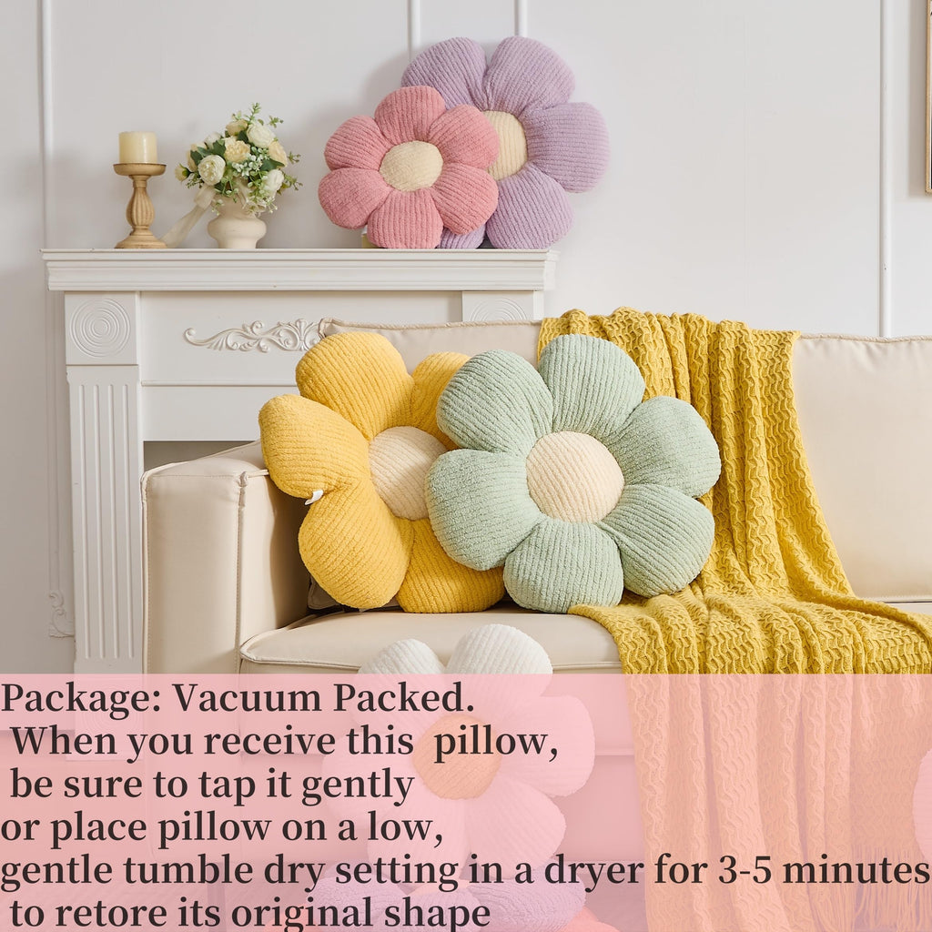 Flower Pillow, Blue Throw Pillows Cute Daisy Decorative Pillow Cushion Seating Home Decorative for Bed, Sofa, Couch