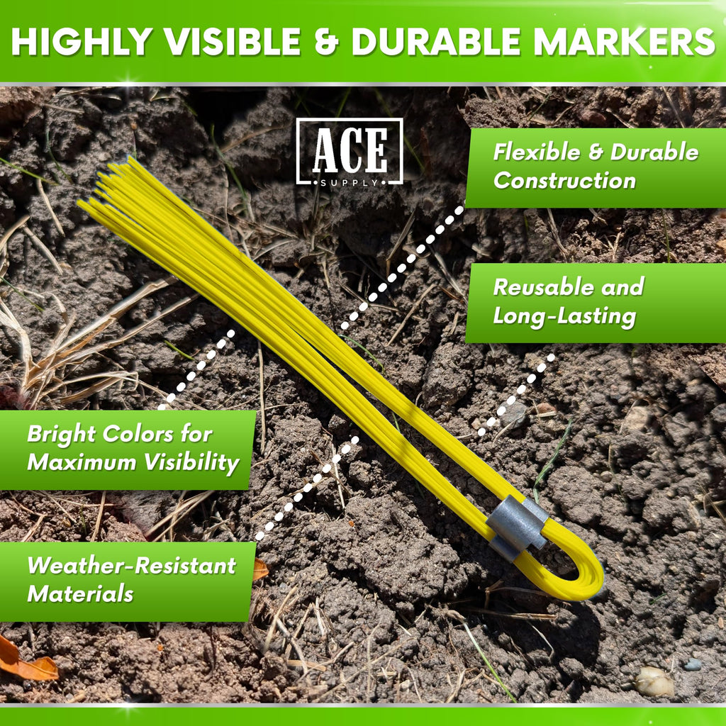 Blue Marking Whiskers With Stakes - 25 Pack - Durable Marking Whisker Set - Use Survey Whiskers As Ground Markers, Construction Markers, Or Trail Markers