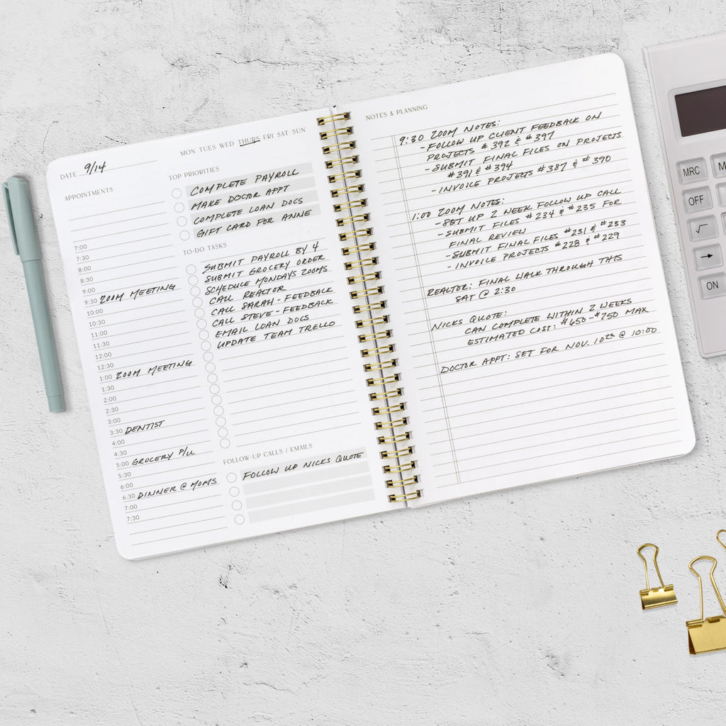 Beautiful Daily Planner And Notebook With Hourly Schedule - Aesthetic Spiral To do List Notepad to Easily Organize Your Tasks And Appointments - Stylish Book And School Or Office Supplies