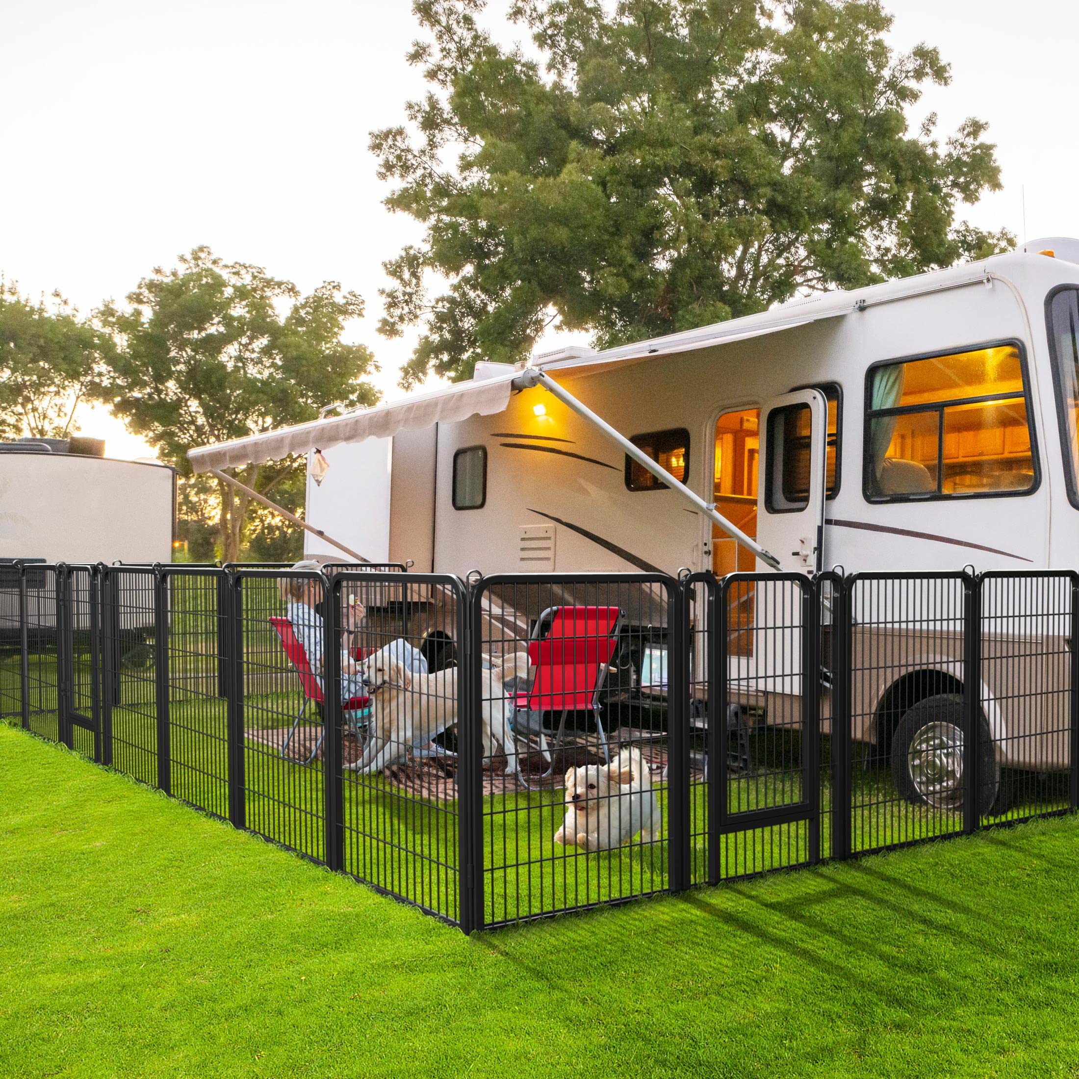 Yaheetech Dog Playpen, 24 inch 2 Panels Dog Pen for Indoor Heavy Duty Puppy Exercise Pen Metal Pet Fence for RV Camping/Yard/Garden
