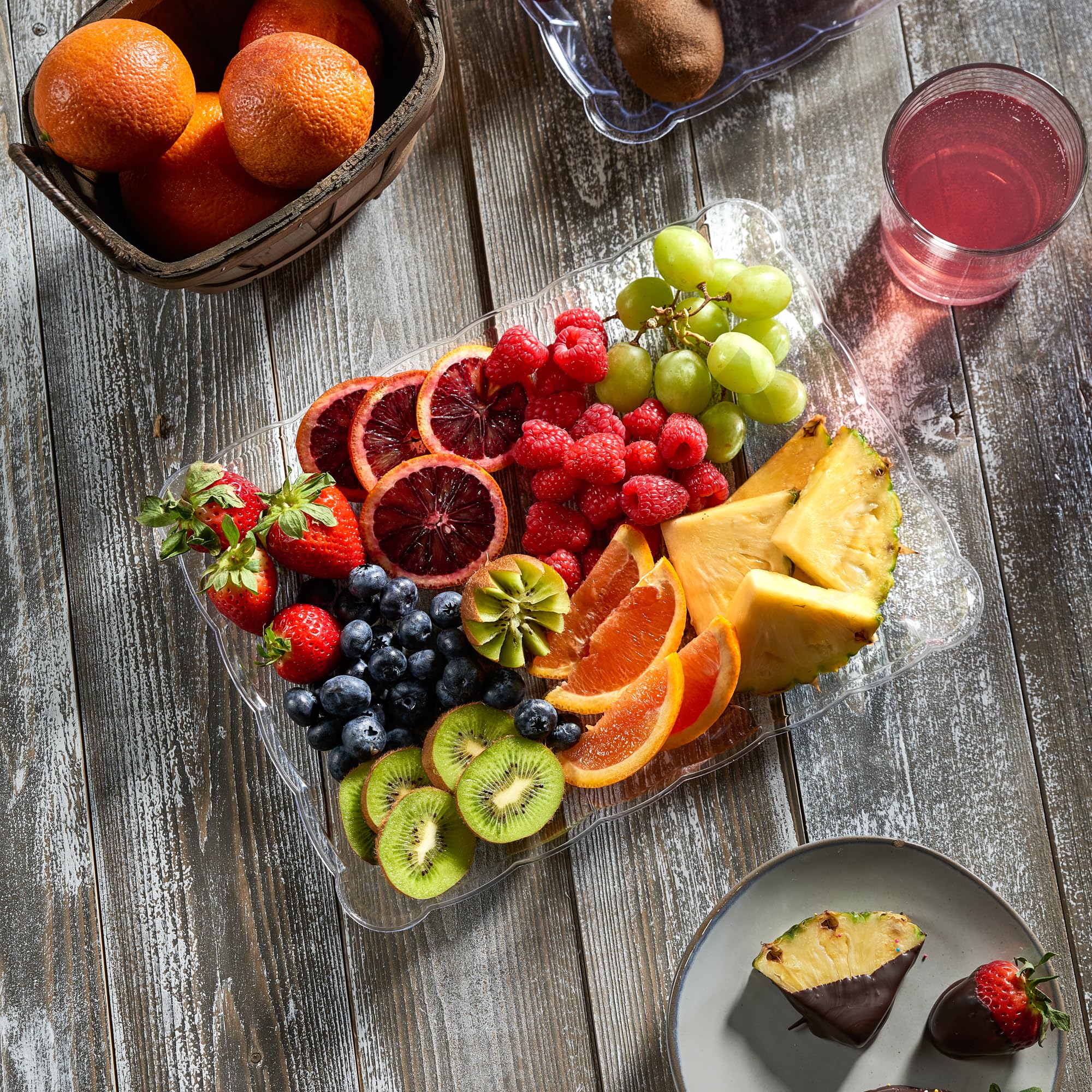 Plasticpro Plastic Serving Trays - Serving Platters Rectangle 9X13 Disposable Party Dish 4 Black Trays